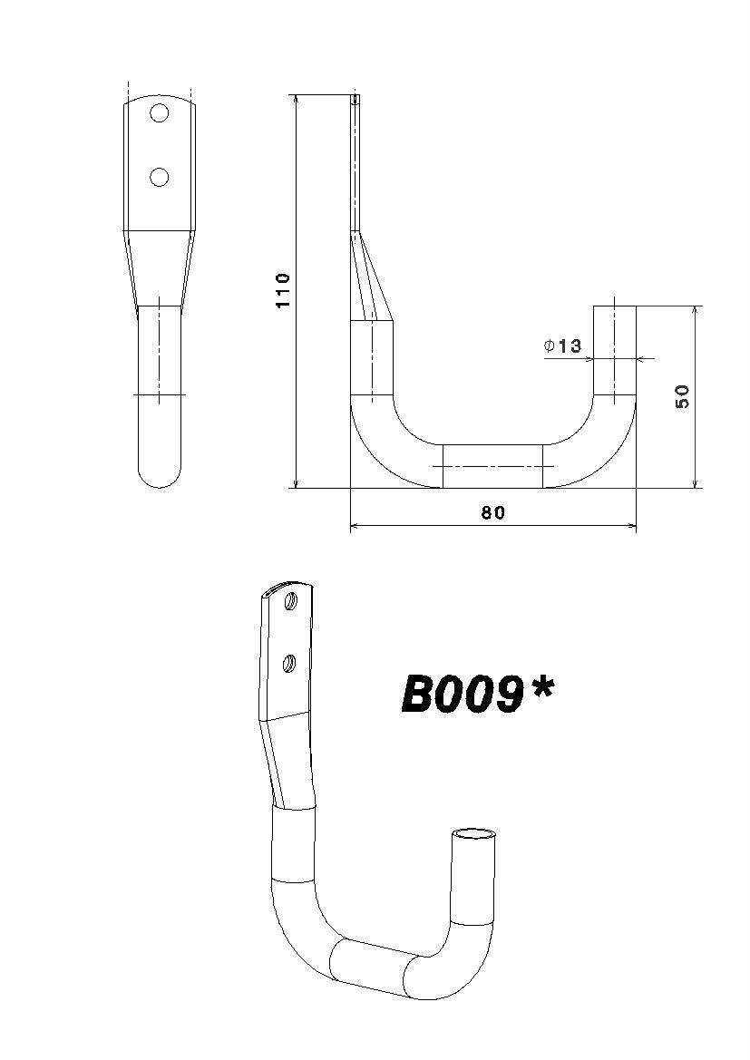 Crochet gainé simple MOTTEZ, H.11 x l.8 x P.2 cm - 2