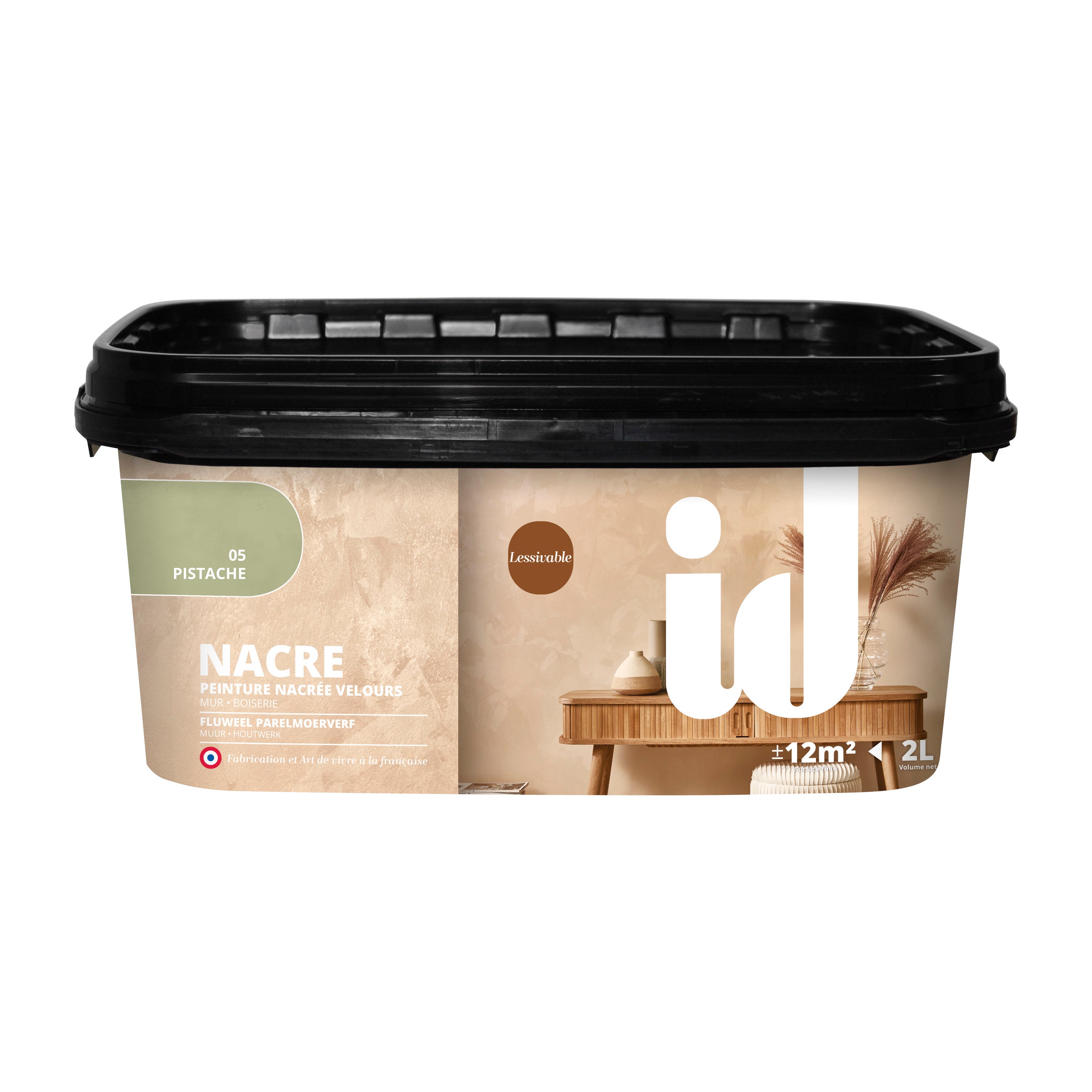 Peinture à effet, Nacre ID, pistache, velours, 2 l - 4