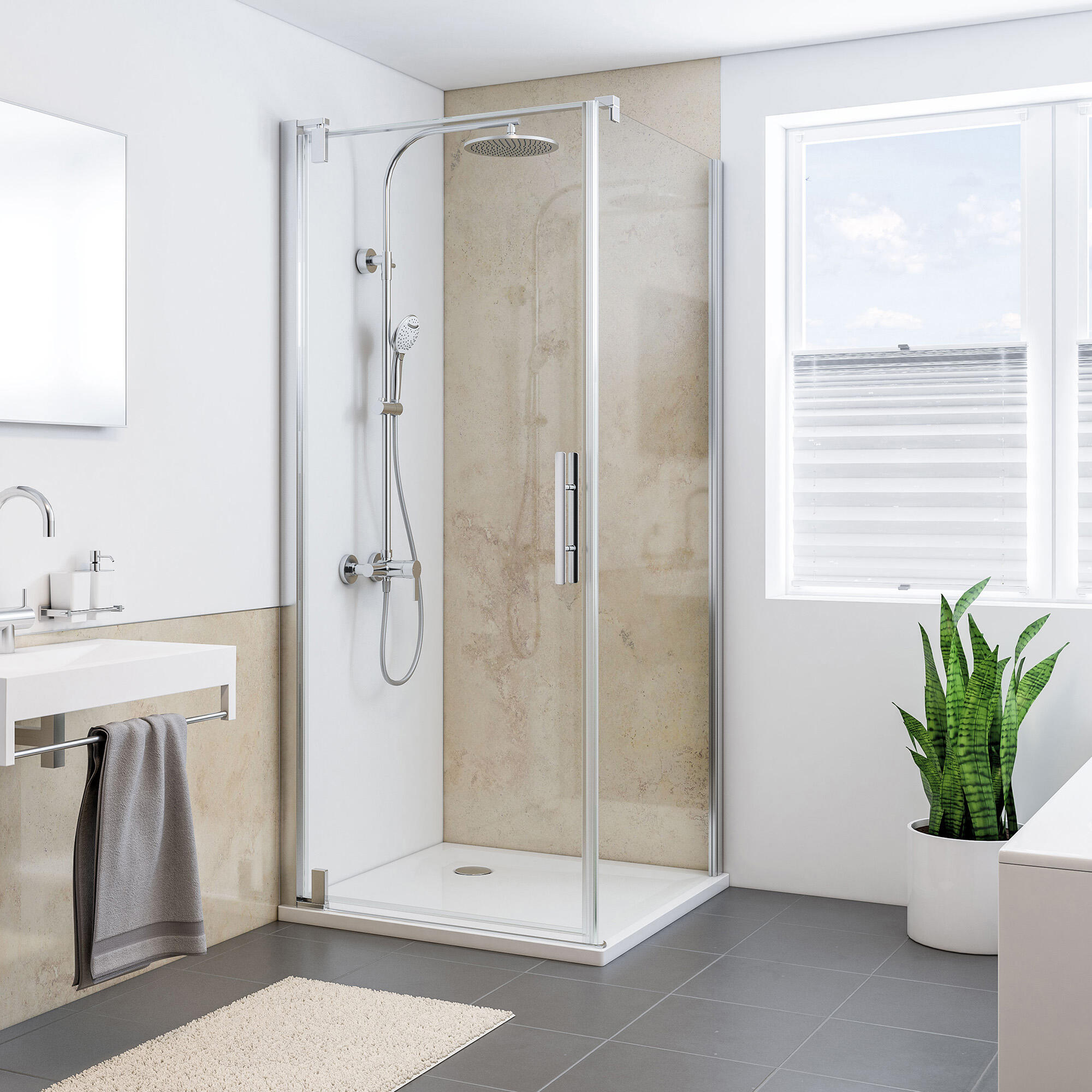 Porte de douche pivotante produit sans finition 80 cm, Adena - 6