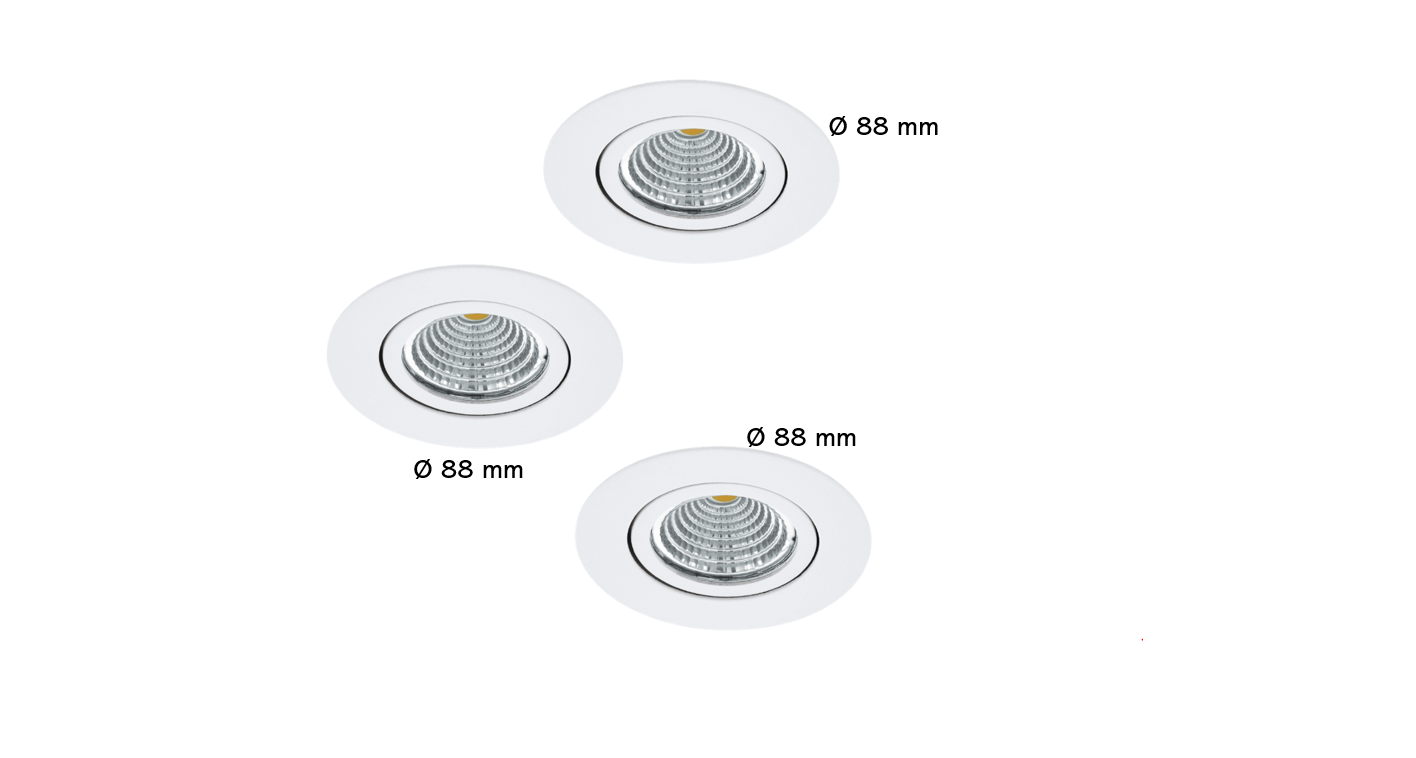 Kit 3 spots à encastrer Saliceto module led, 4000K EGLO rond blanc - 7