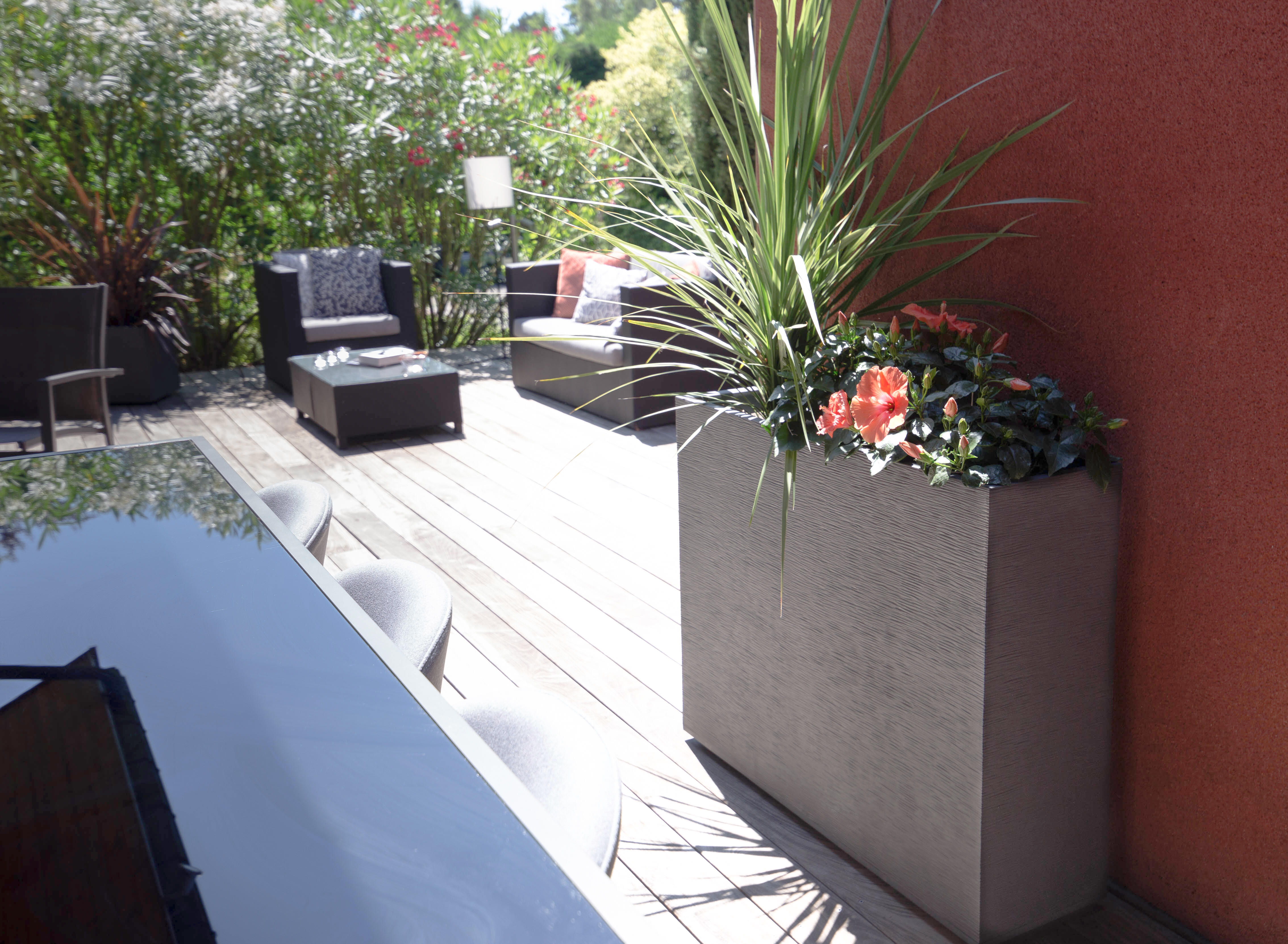 Pot plastique Graphit, L.99.5 x l.29.5 x H.78.5 cm, anthracite - 2