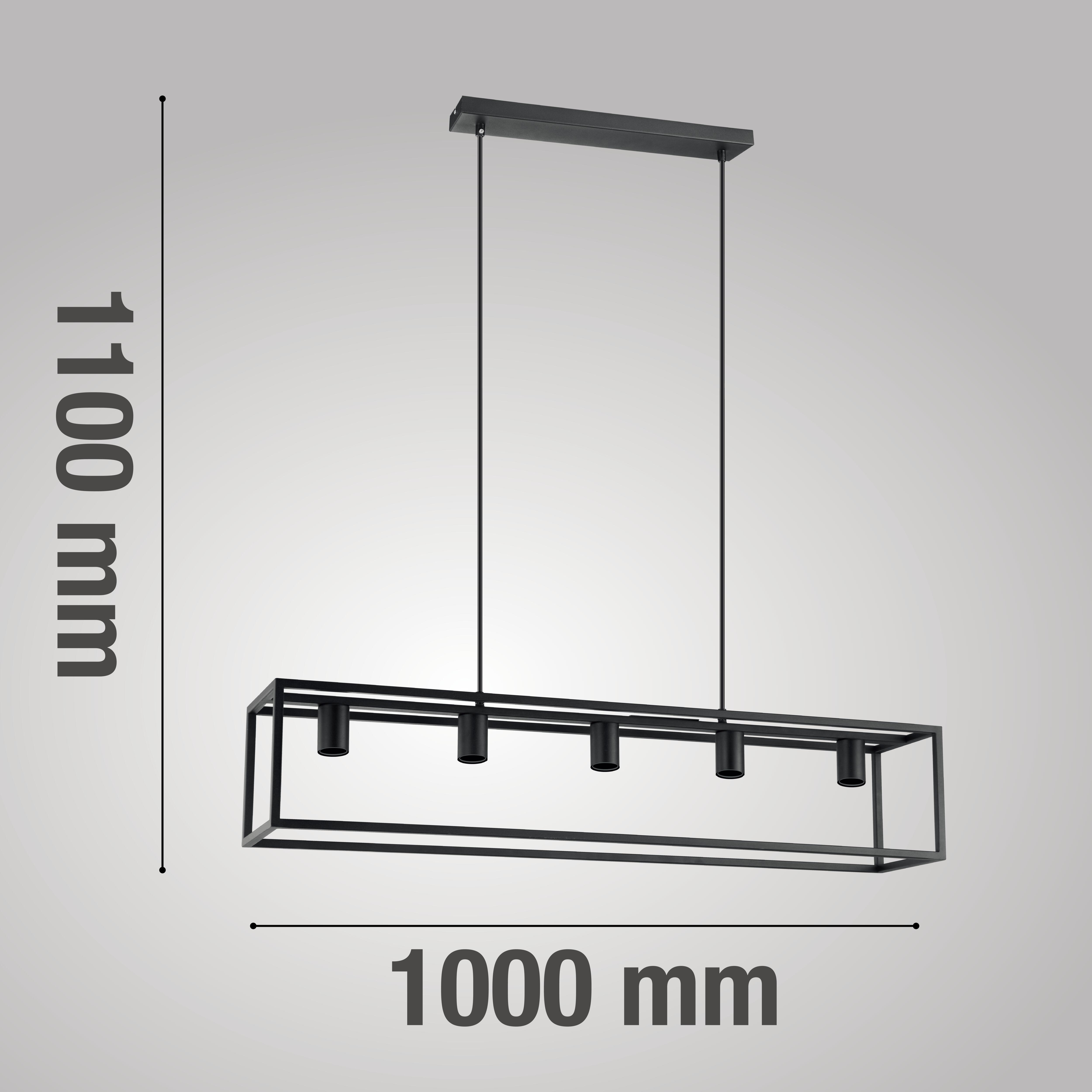 Suspension Eldrick, acier, noir, l.100 cm INSPIRE, E27 - 7