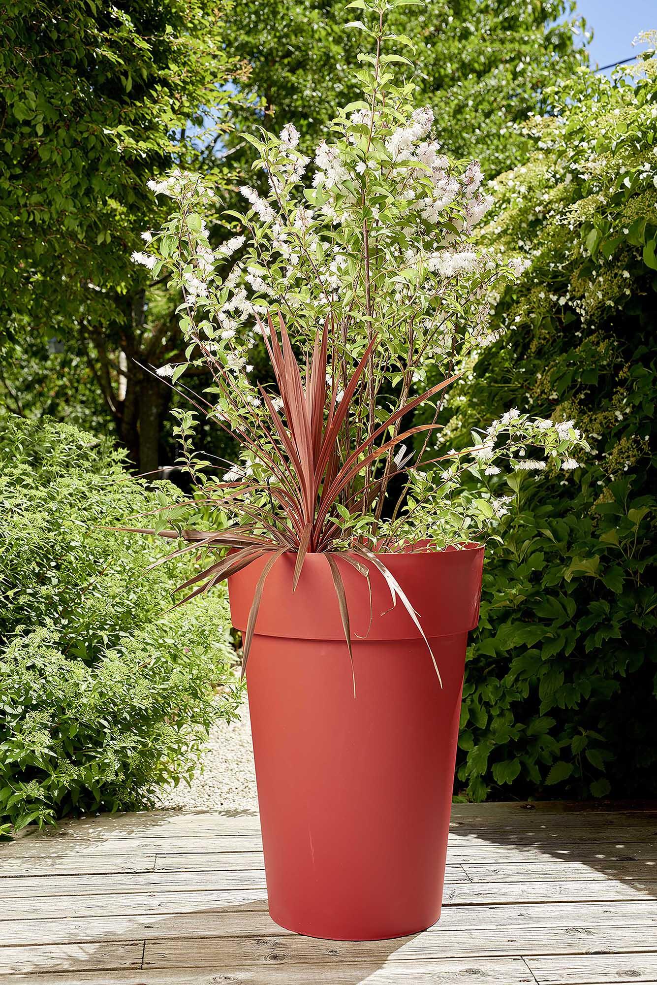 Pot polypropylène EDA, L.46 x l.46 x H.65 cm, rouge rubis - 2