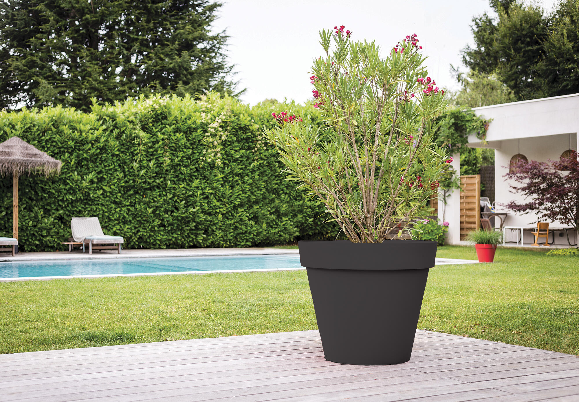 Pot plastique EDA Diam.80 x H.67 cm gris anthracite - 2