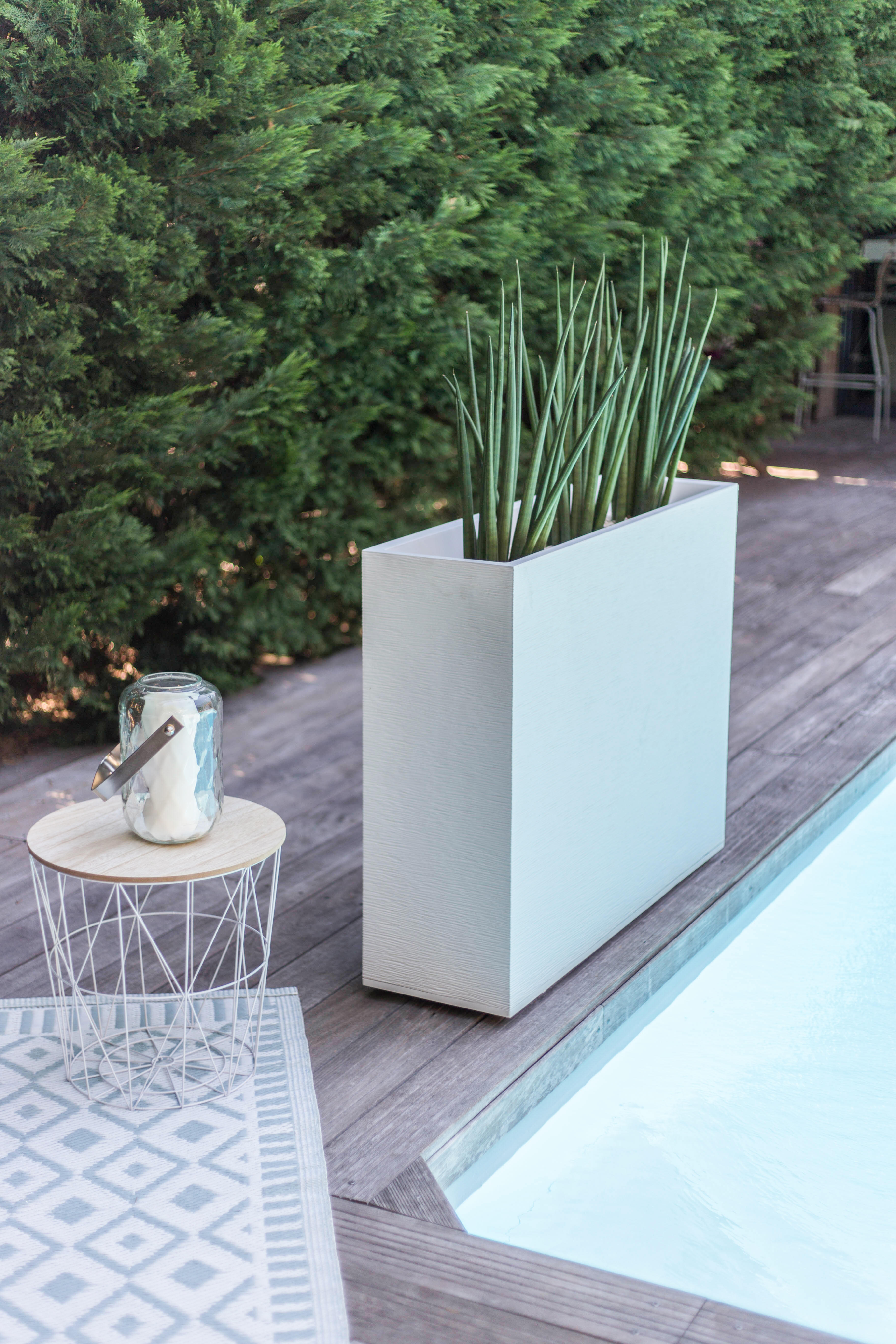 Pot plastique Graphit, L.99.5 x l.29.5 x H.78.5 cm, blanc cérusé - 2