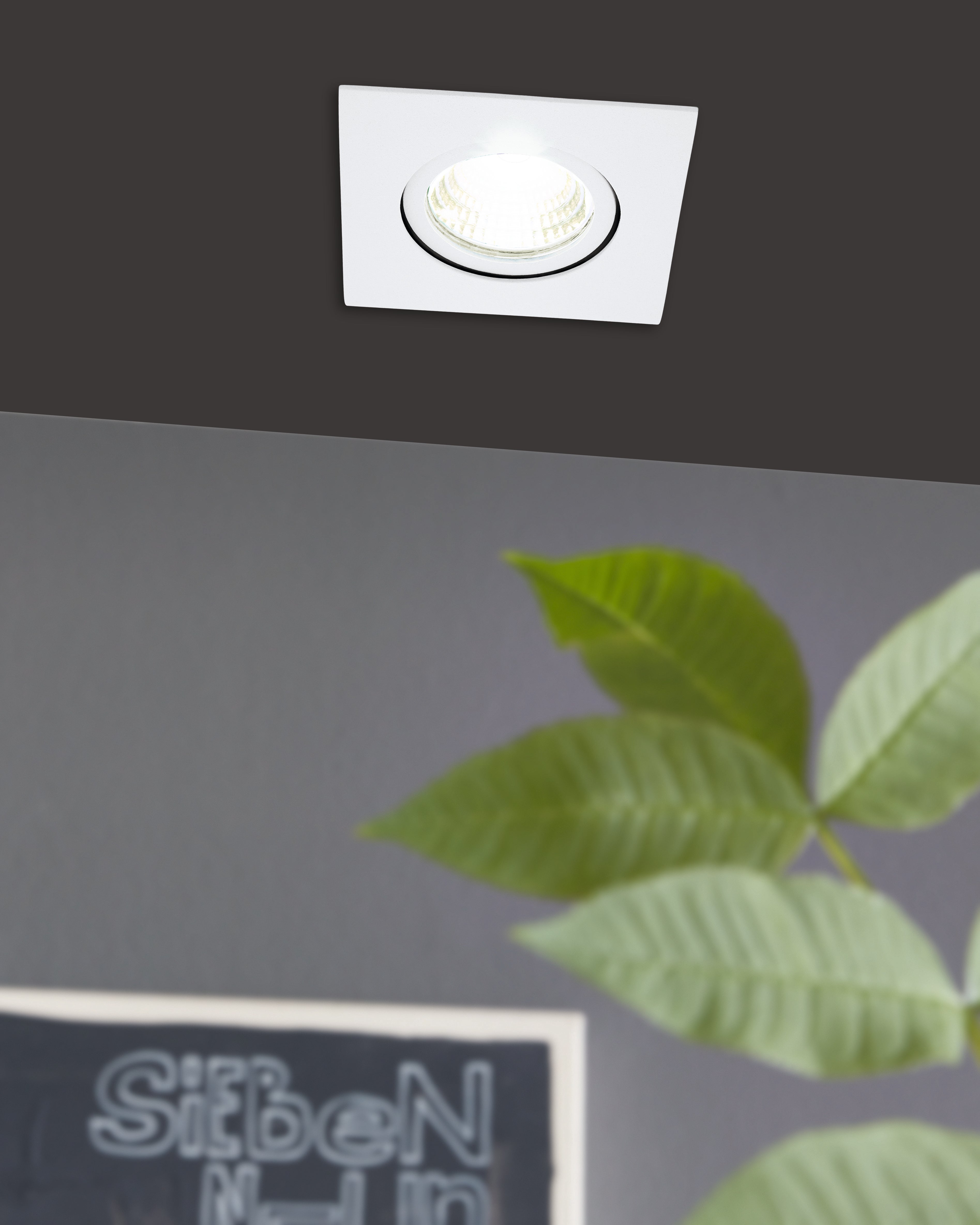 Kit 1 spot à encastrer orientable Saliceto module led, 2700K EGLO carré blanc - 2