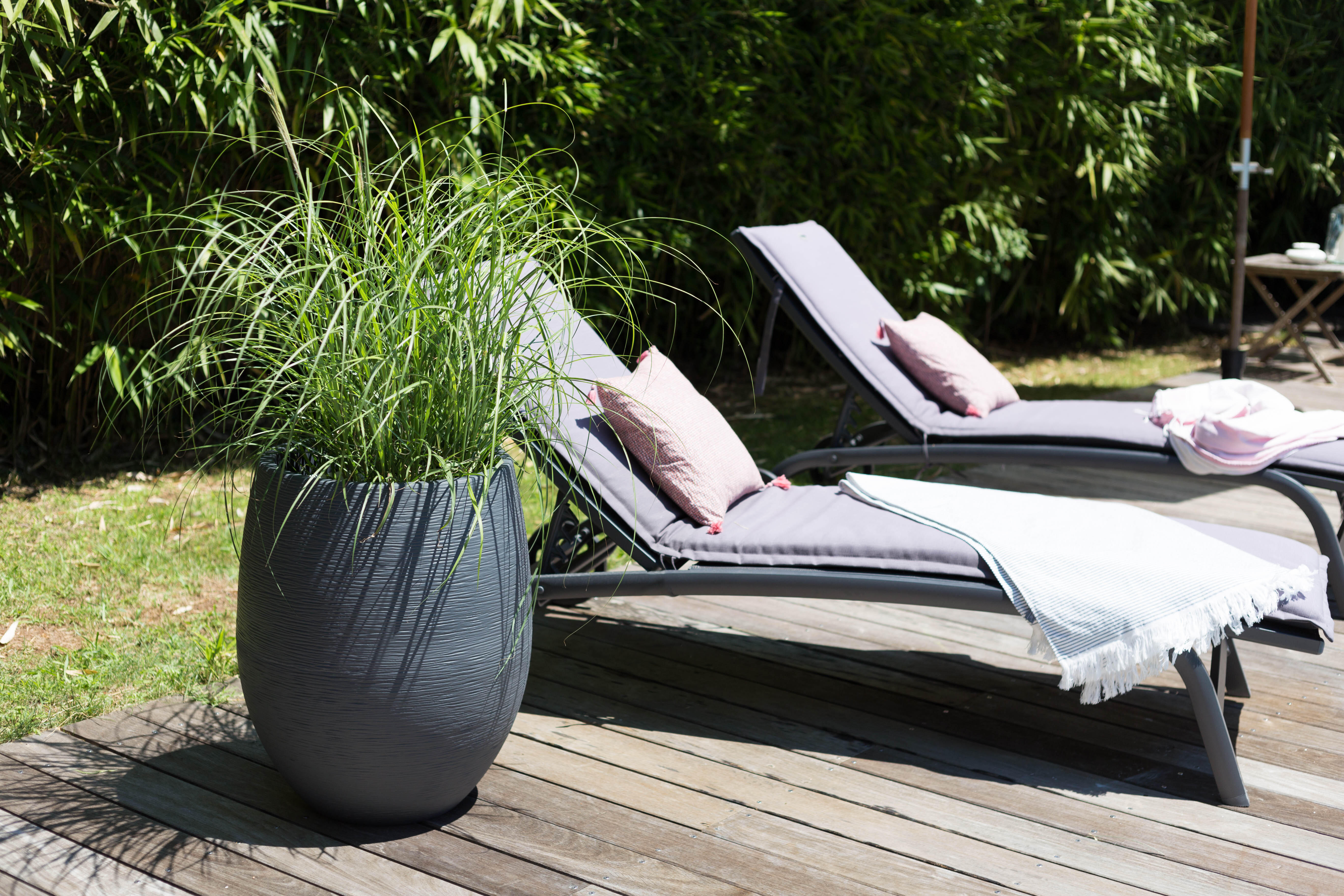 Pot plastique EDA Diam.50 x H.60 cm anthracite - 2