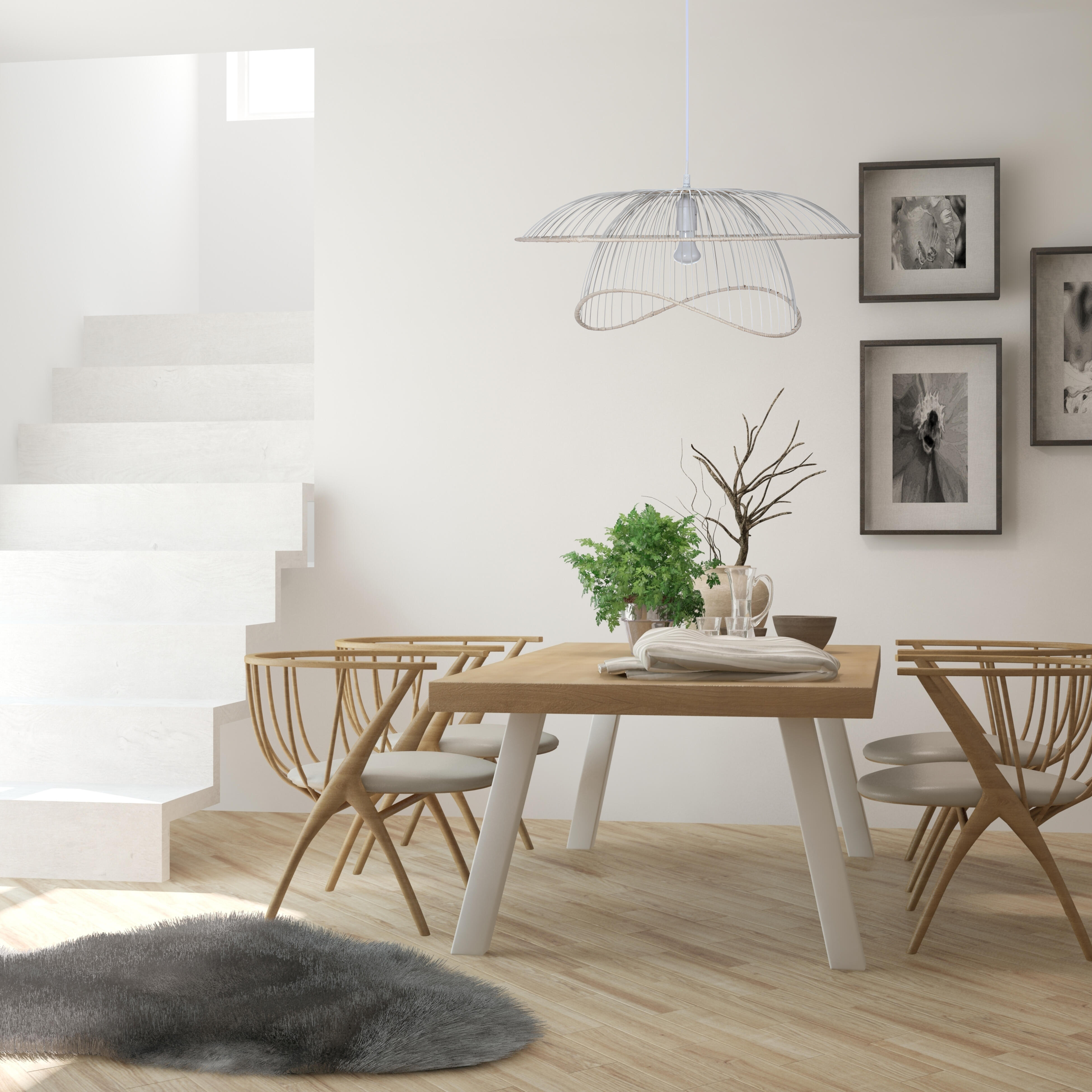 Suspension Flore acier, blanc, Diam.60 cm, E27 - 2