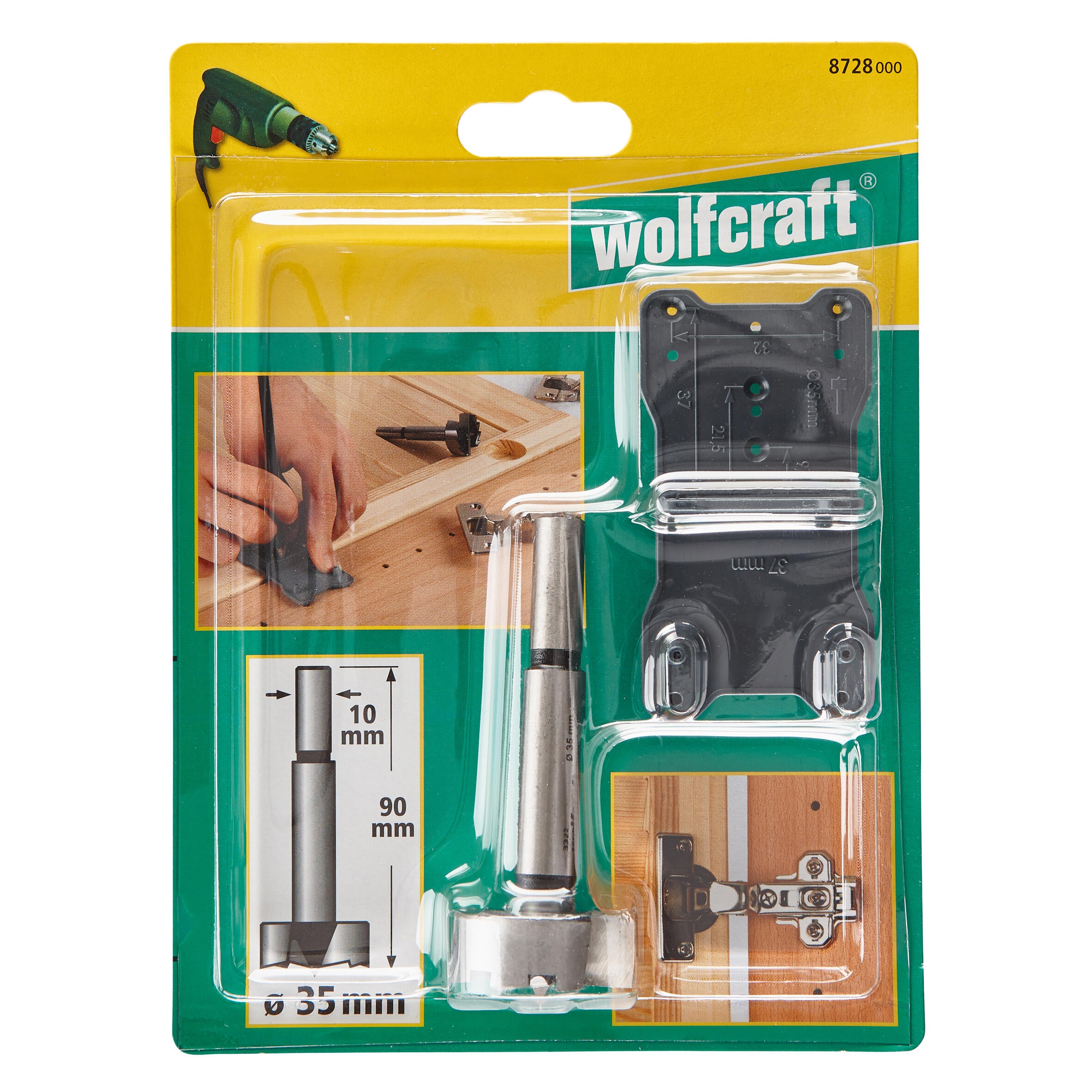 Kit avec gabarit et fraise Diam.35 mm WOLFCRAFT pour fixation des charnières - 2