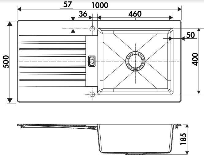 Evier à encastrer 1 grand bac avec égouttoir, SOLO Gris - 2