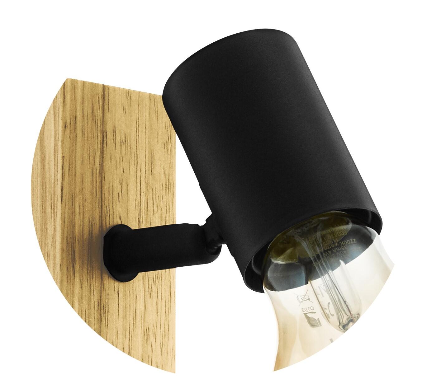 Faretto decorativo senza fonte luminosa TOWNSHEND NERO in legno marrone E27 10W EGLO 1 luci - 11