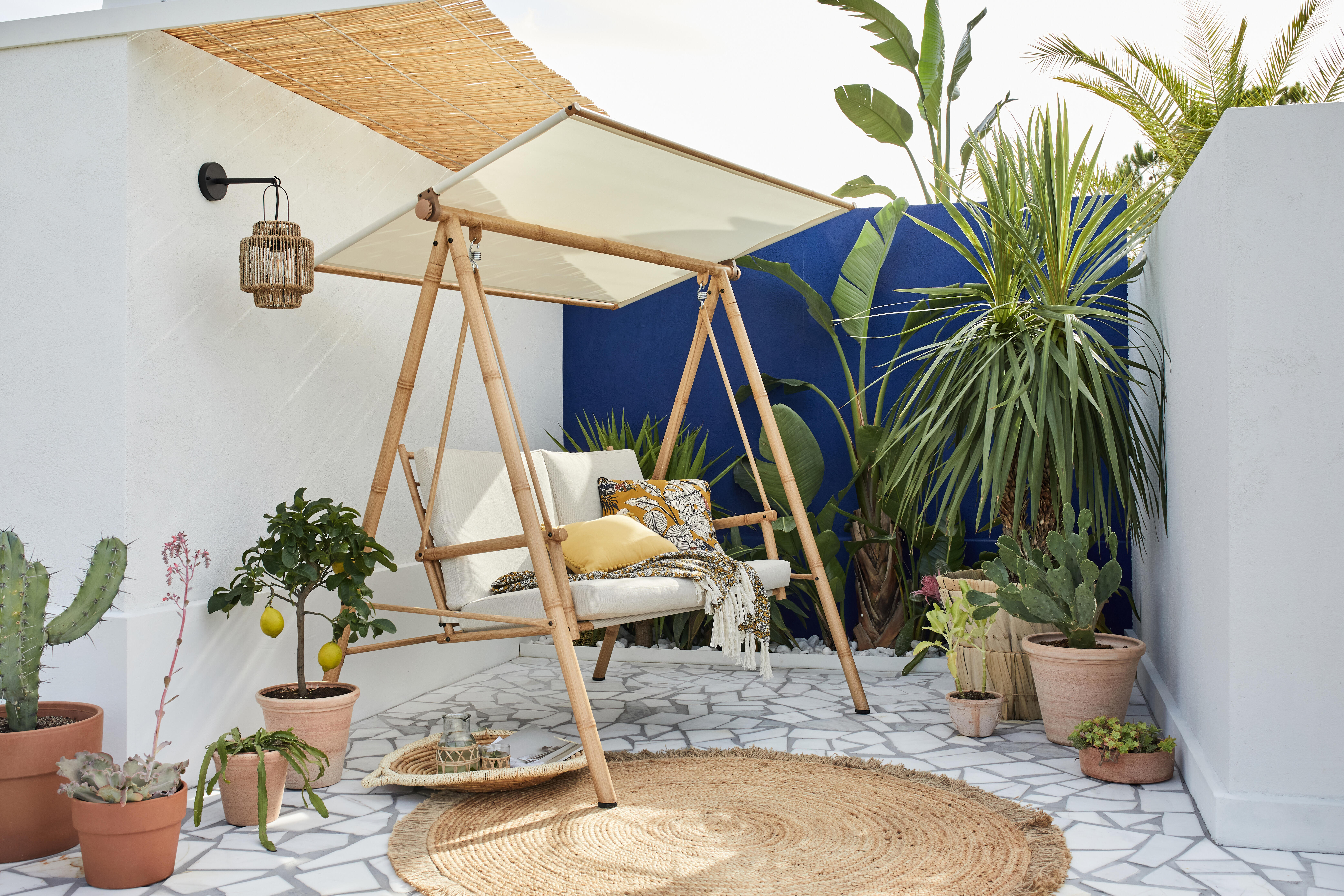 Balancelle 2 places en acier beige NATERIAL Bamboo - 3