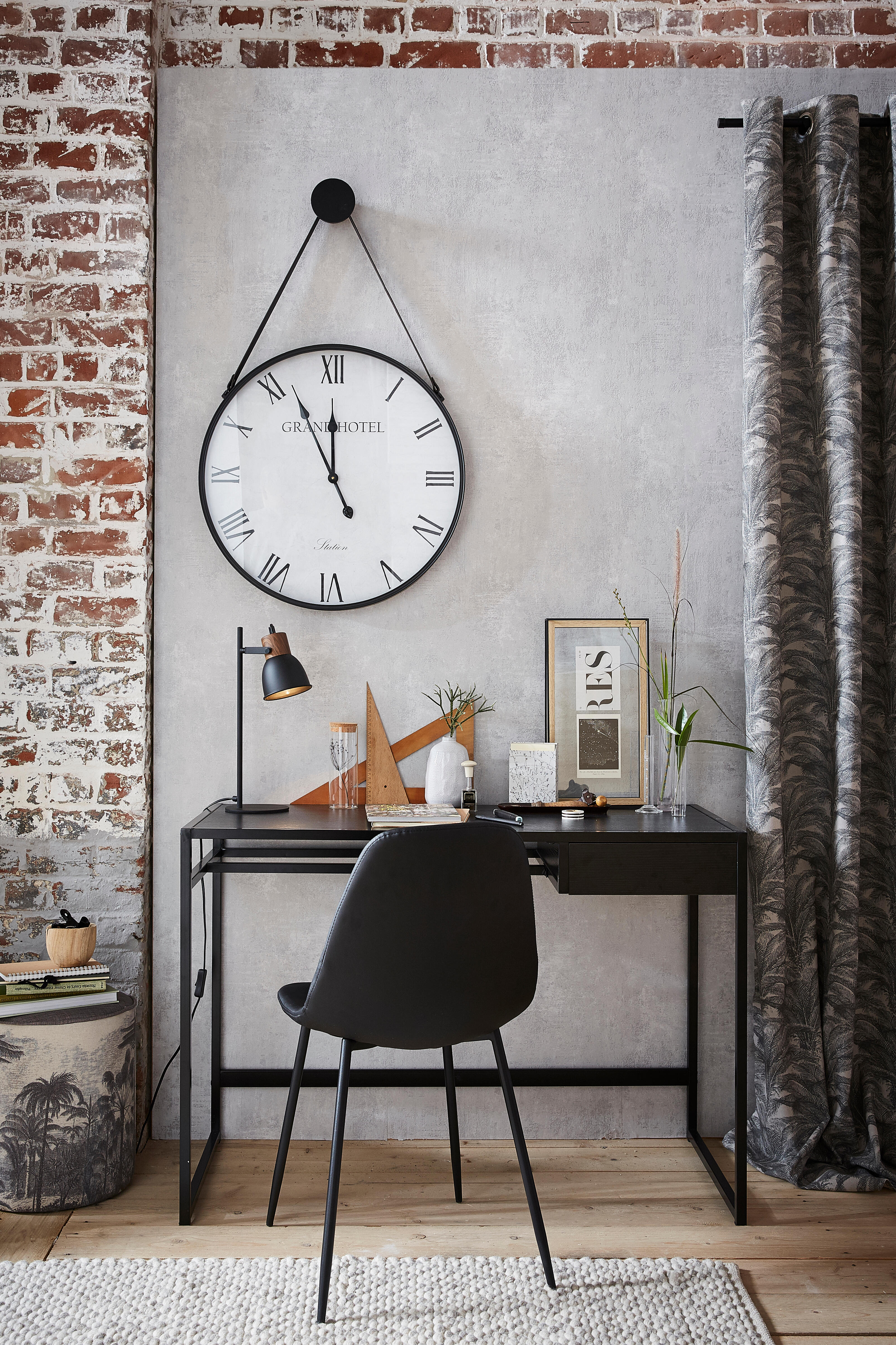 Horloge à fixation murale acier Barbier grand hôtel noir Diam.60 cm - 2