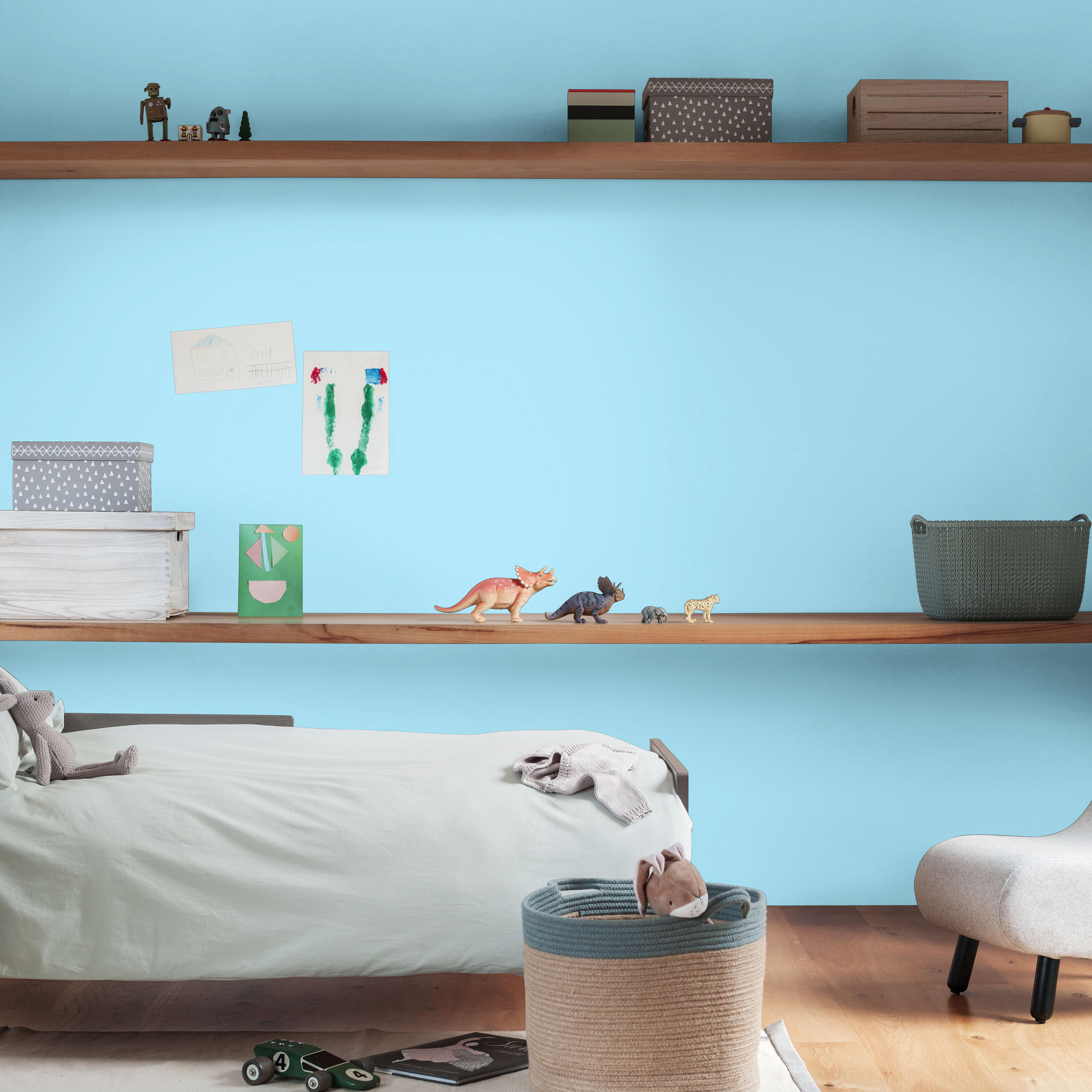 Peinture mur, boiserie bleu rêveur satin DULUX VALENTINE Crème de couleur 2.5L - 5