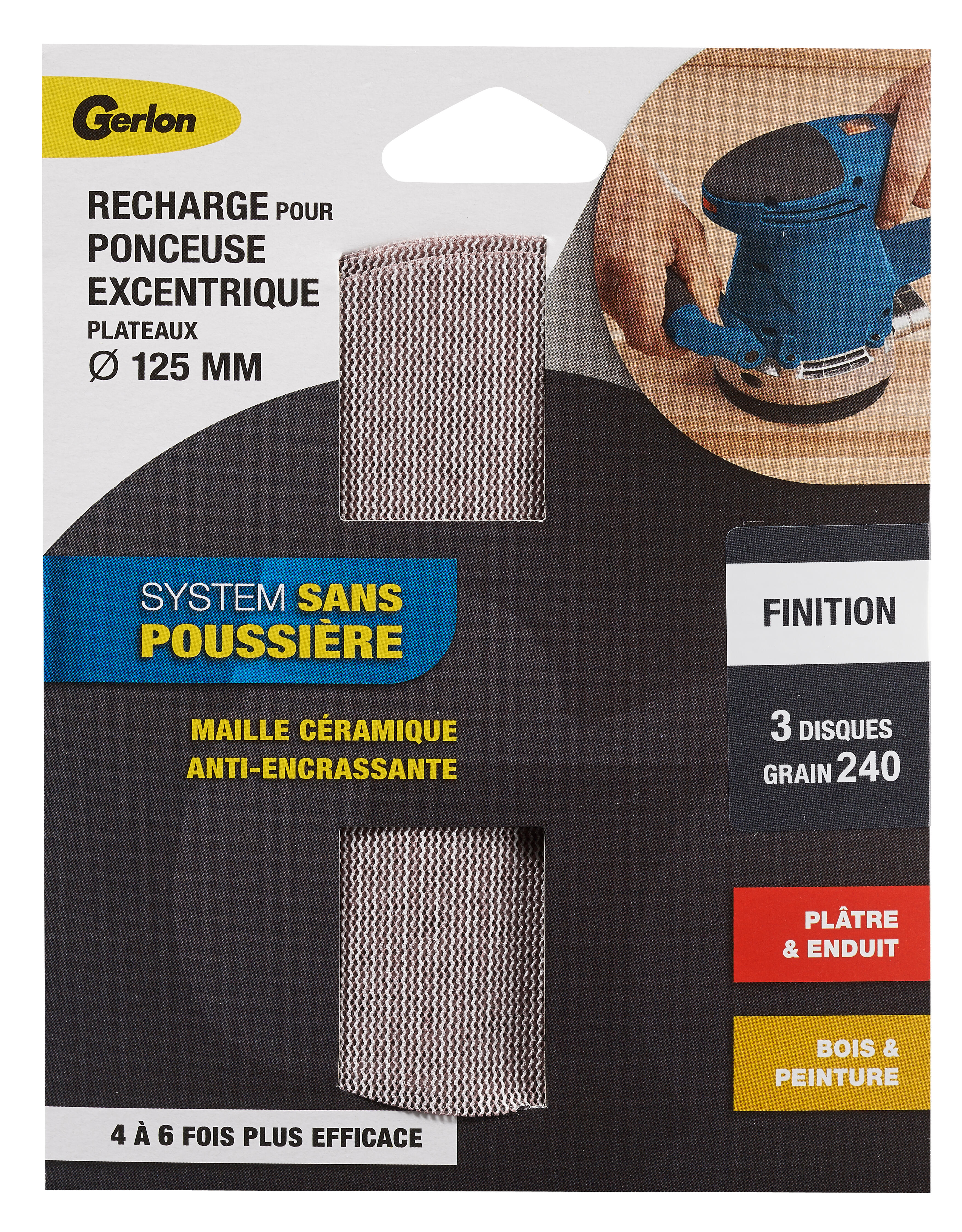 Lot De 3 Disques Abrasifs GERLON, 125 X 125 Mm, Grains 240 | Leroy Merlin