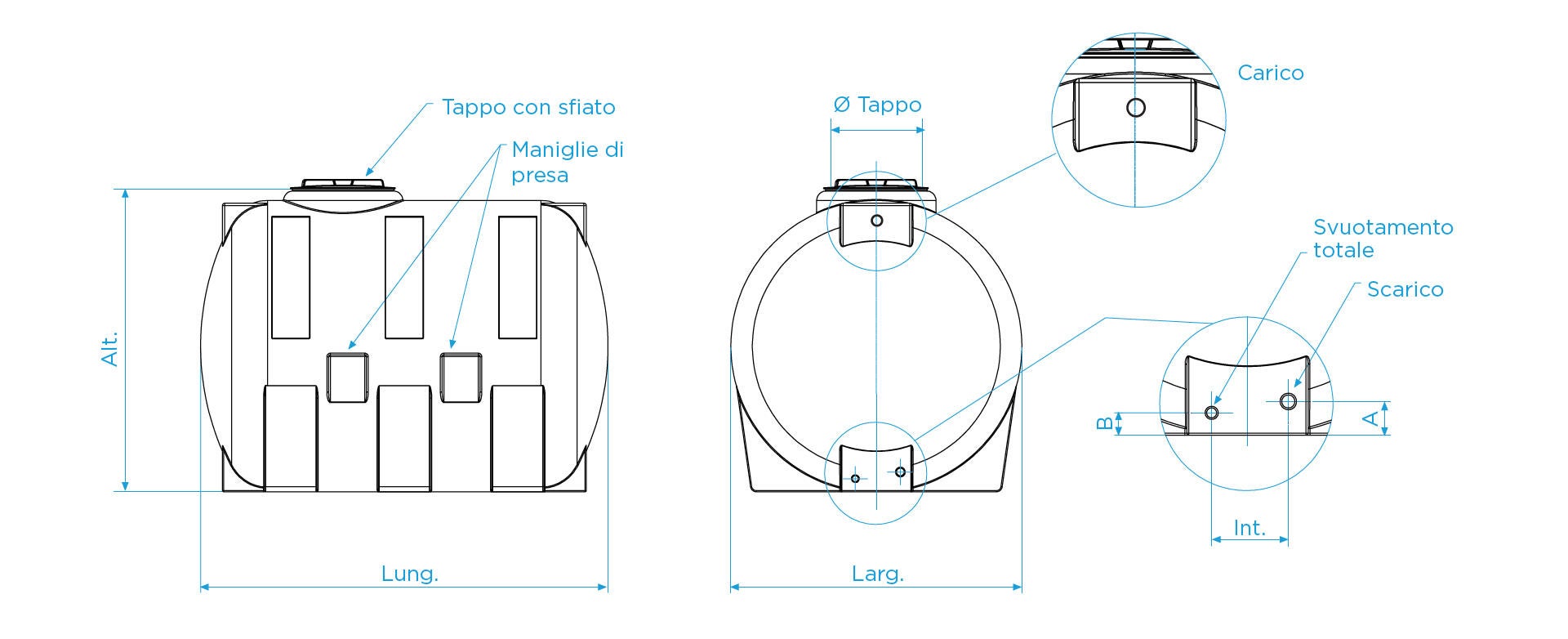 Serbatoio esterno ROTOTEC C2000 blu 2200 L - 3