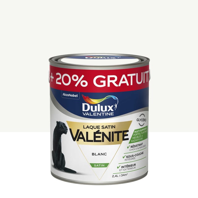 Peinture boiserie, radiateur blanc satin DULUX VALENTINE Valénite glycéro 2L+20%