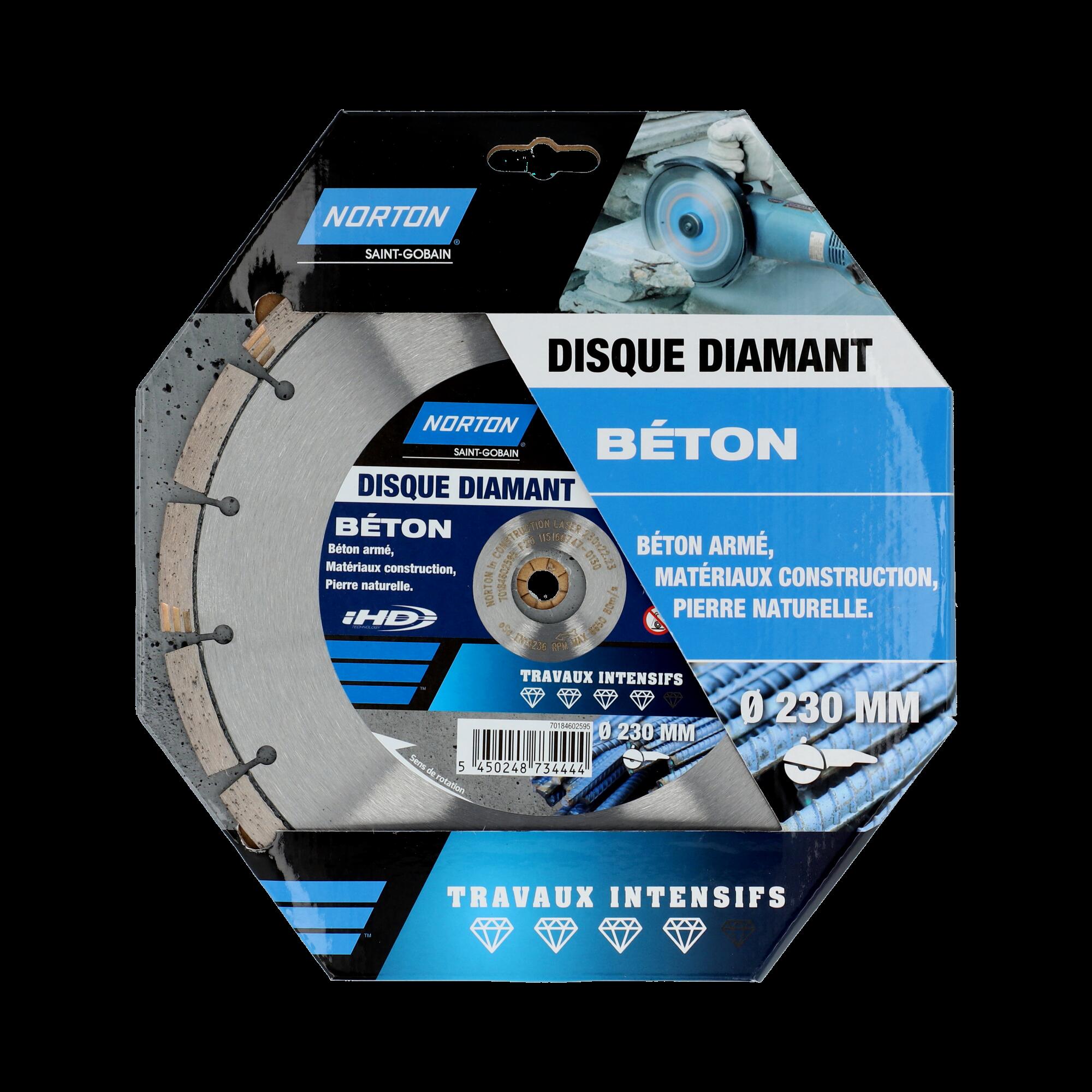 Disque diamant intensif segmenté pour matériaux de construction NORTON,Diam230mm - 4
