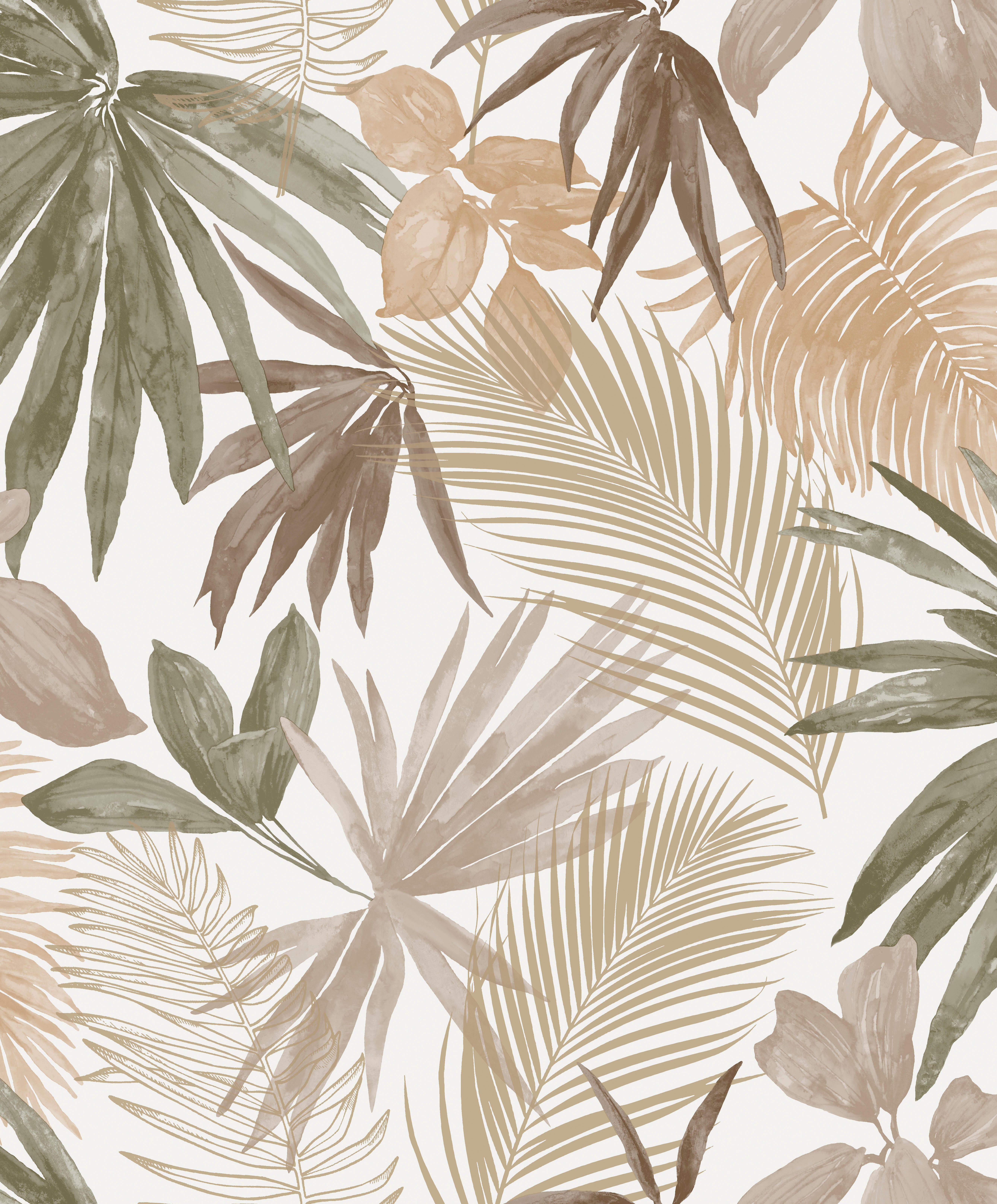 Papier peint intissé Wild palms kaki - 2