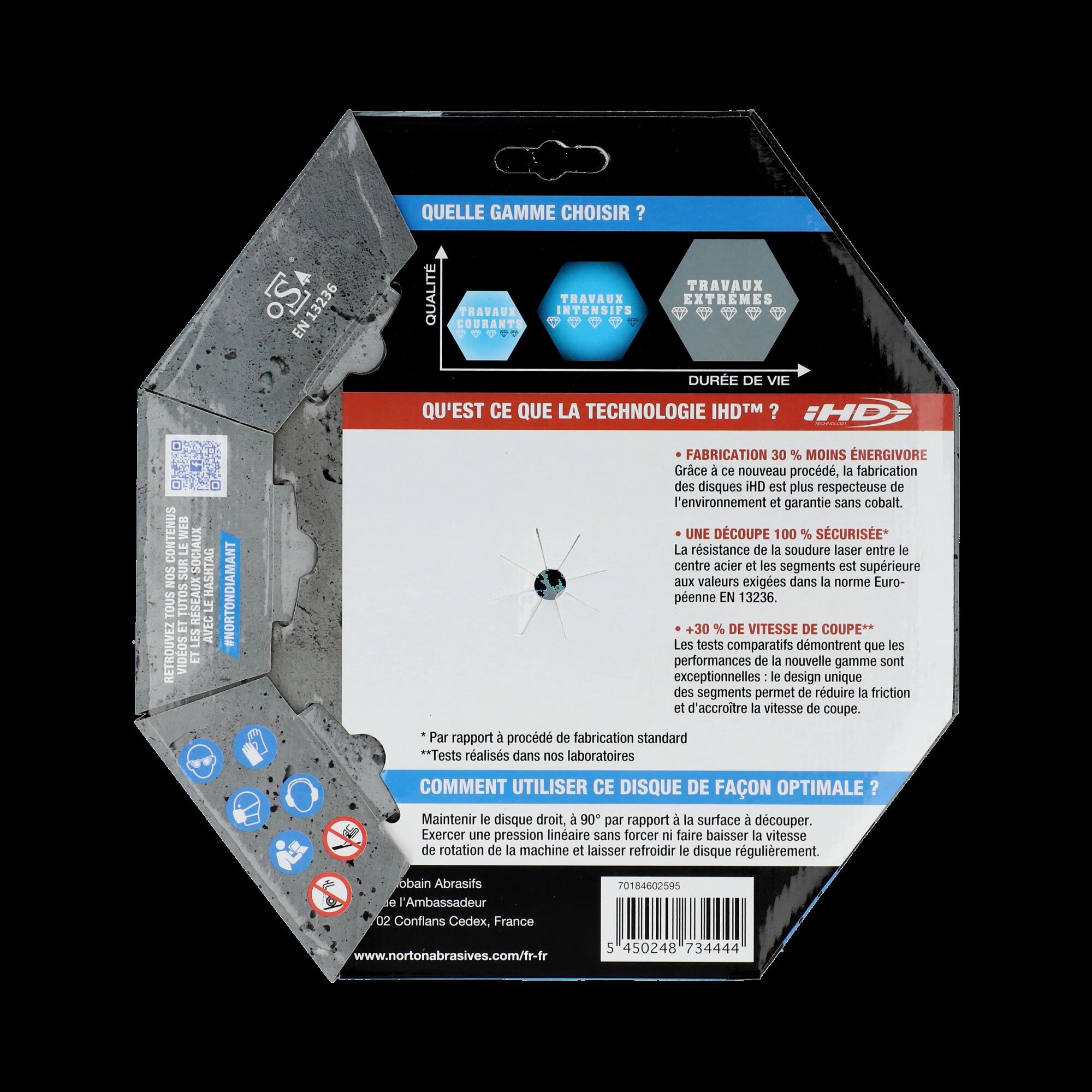 Disque diamant intensif segmenté pour matériaux de construction NORTON,Diam230mm - 6