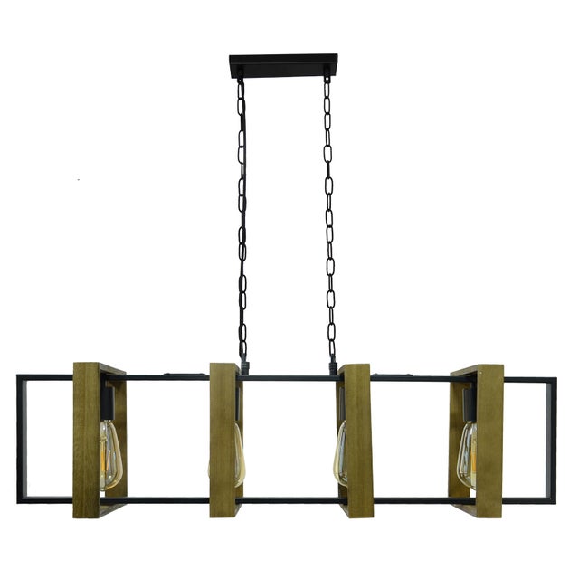 Suspension Wooli bois, marron, l.90 cm, E27