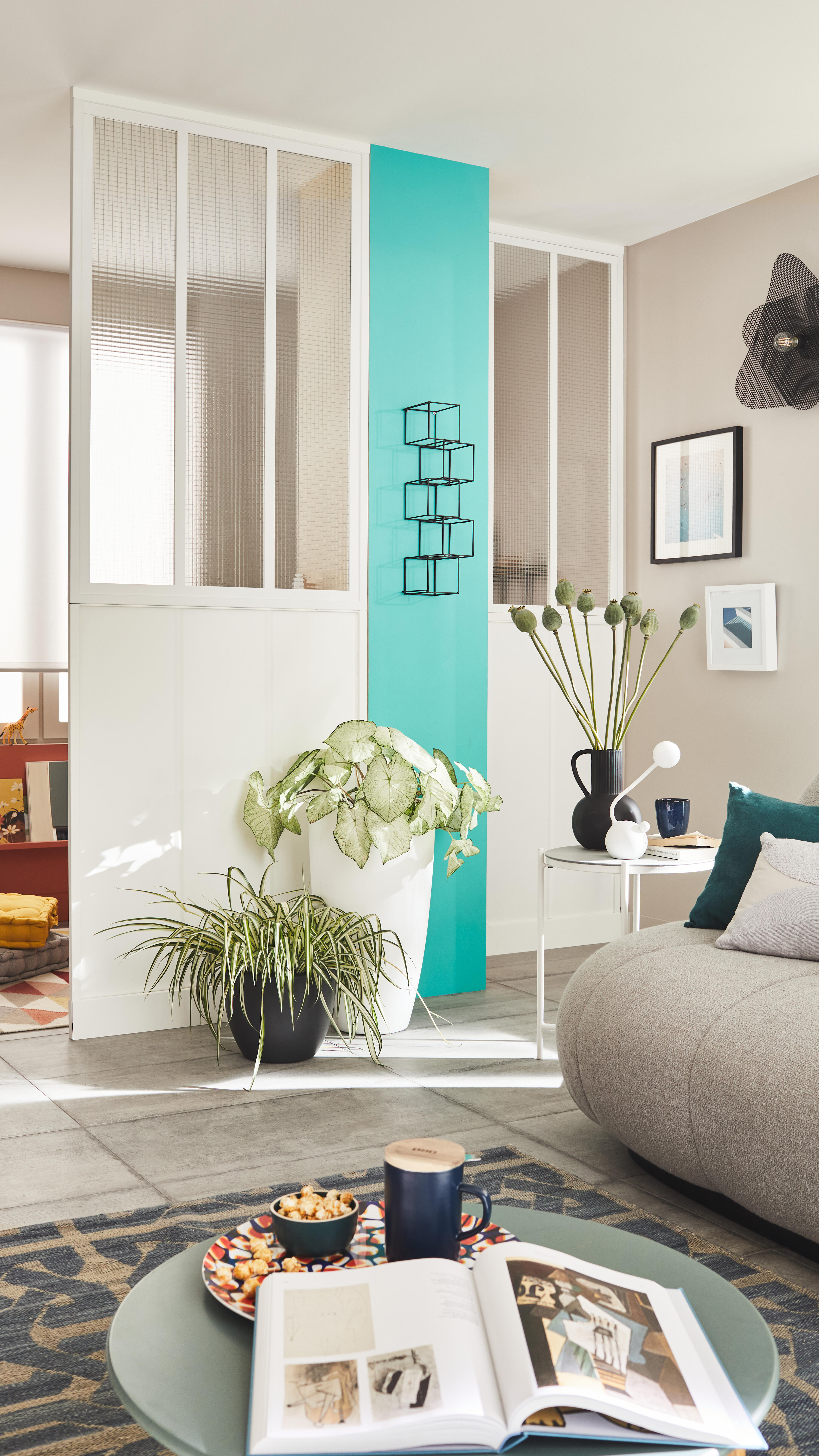 Mesa auxiliar Naterial Mobis efecto cemento blanco de ø 43 cm - 19