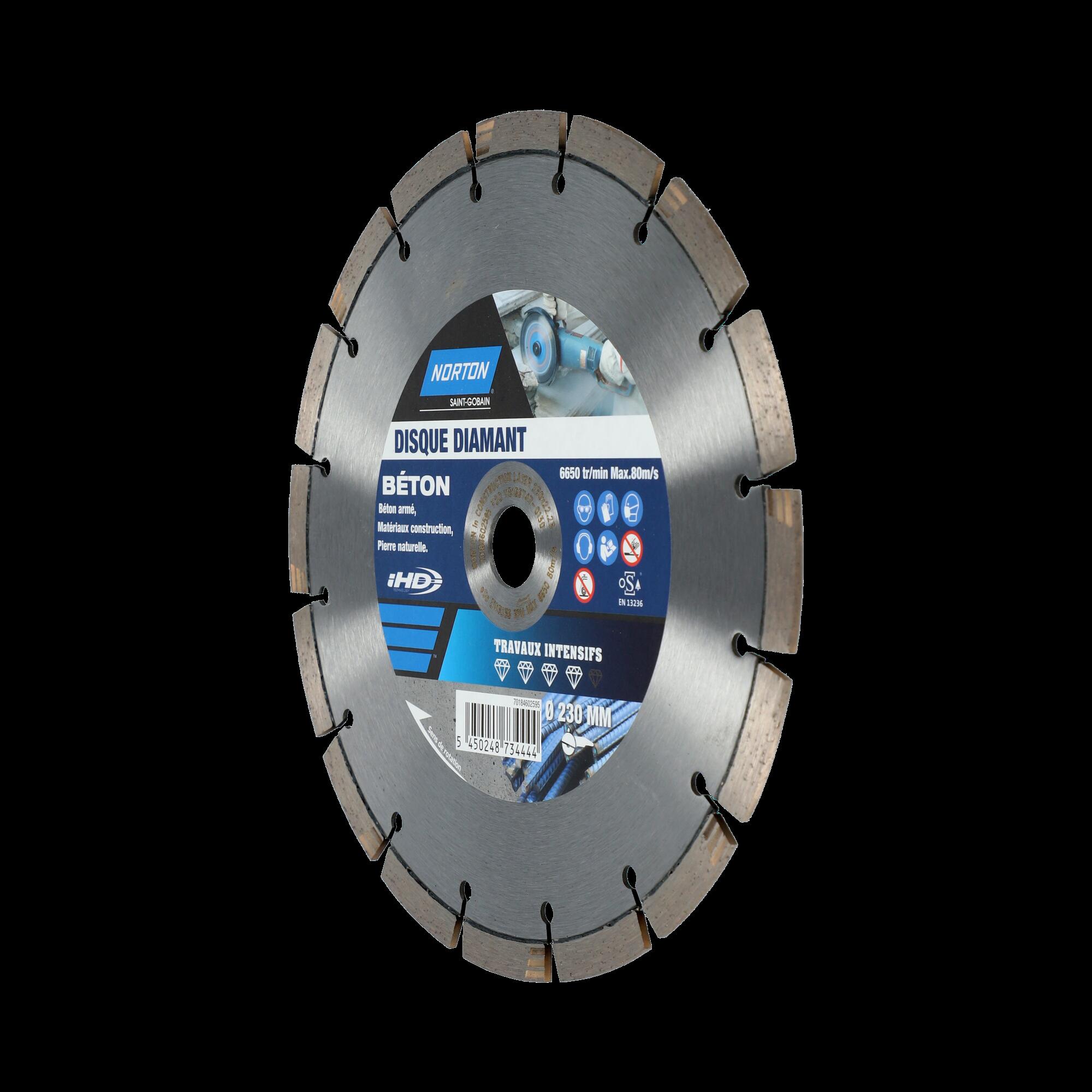 Disque diamant intensif segmenté pour matériaux de construction NORTON,Diam230mm - 2