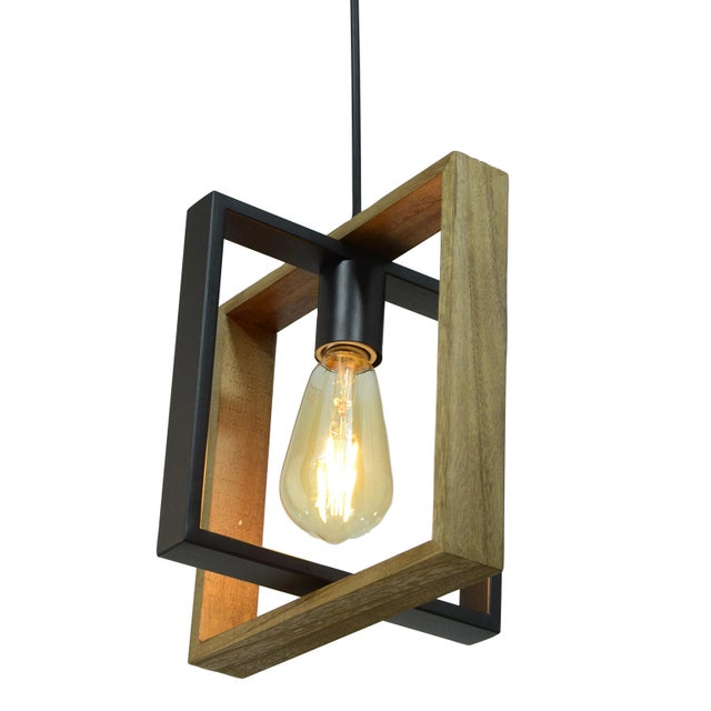 Suspension Wooli bois, marron, Diam.24 cm, E27