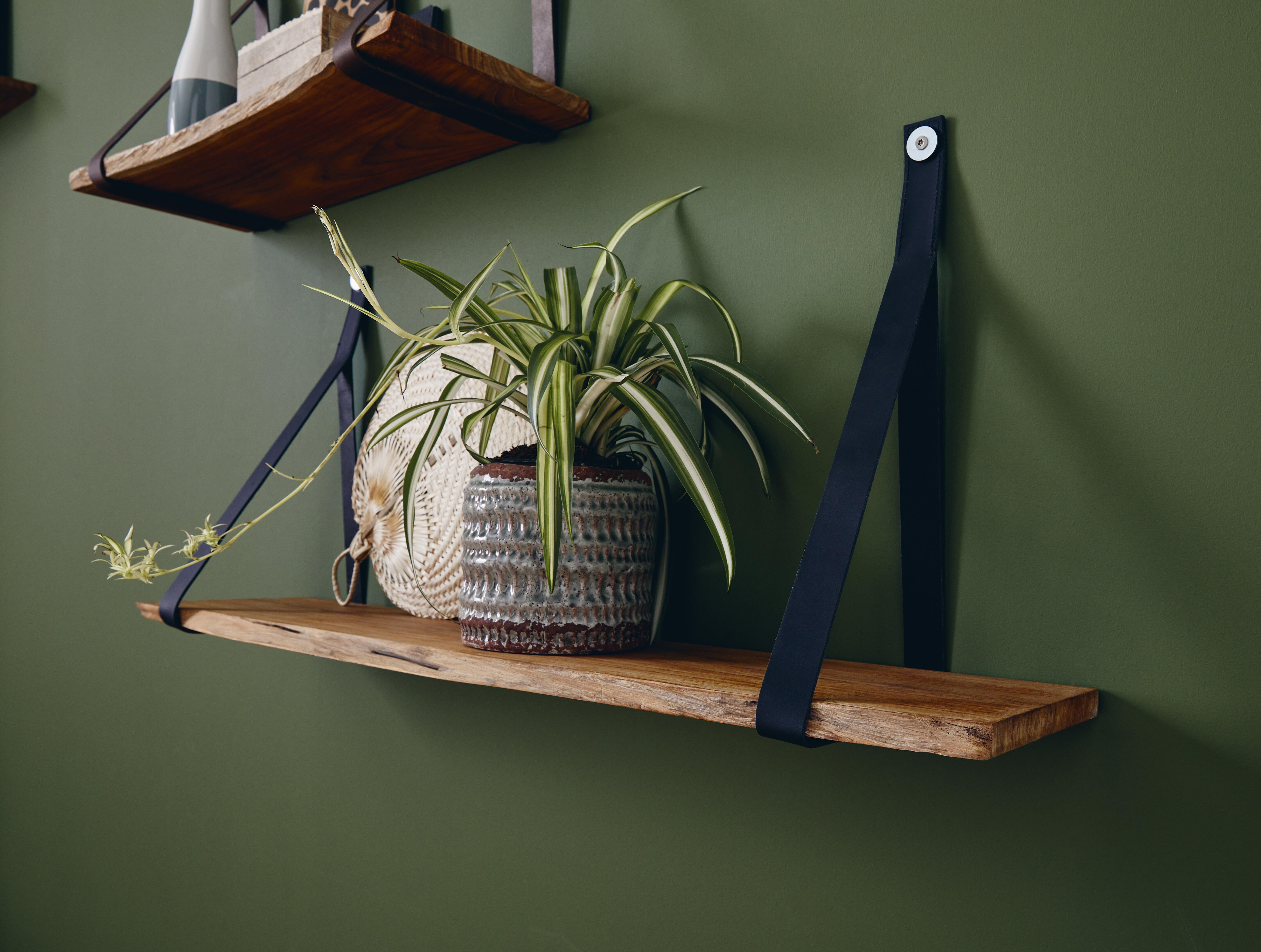 Etagère murale teck massif à bord naturel, L.90 cm x P.18 cm - 2