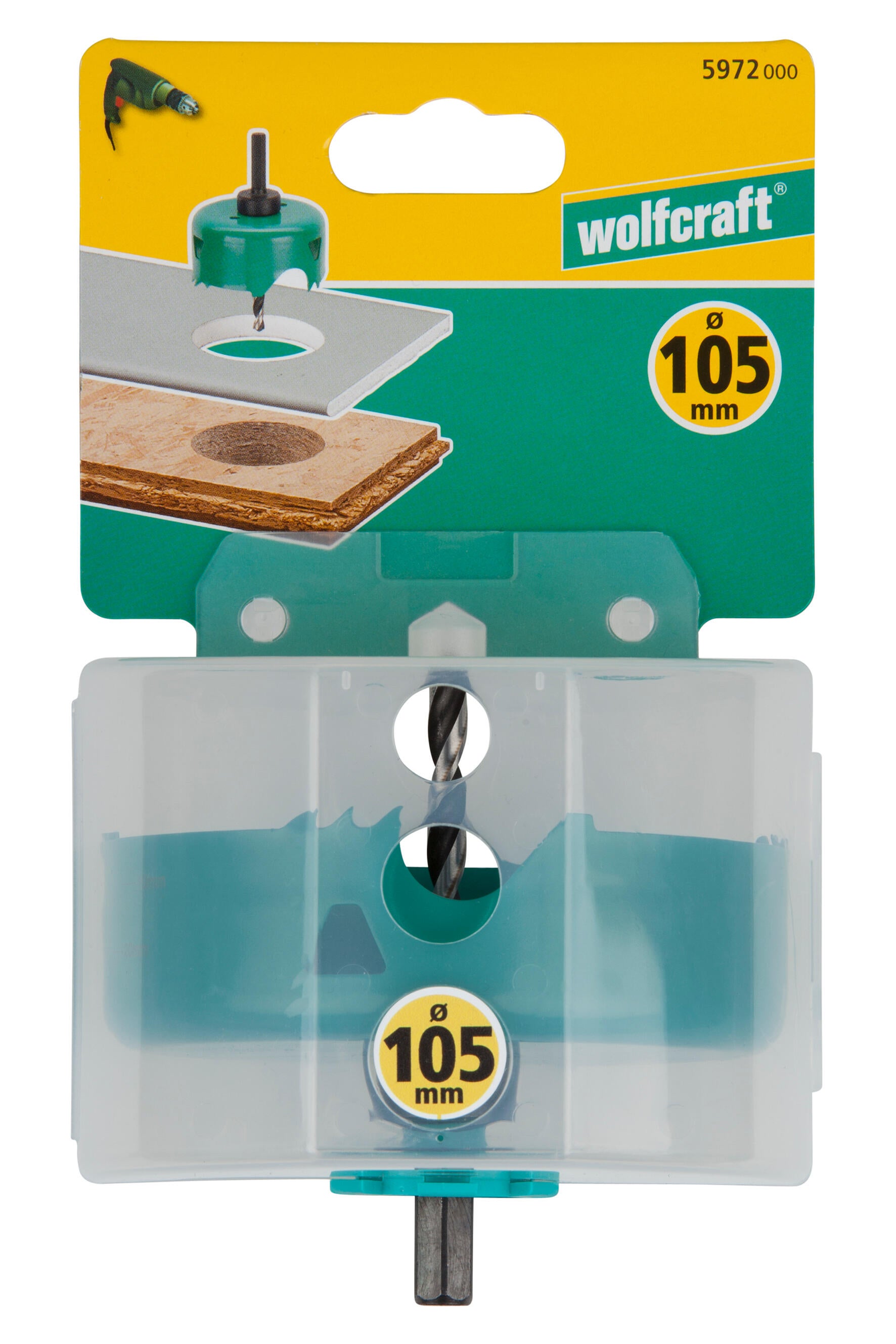 Scie cloche en acier carbure bois/plastique/plâtre WOLFCRAFT Diam.105 mm - 2