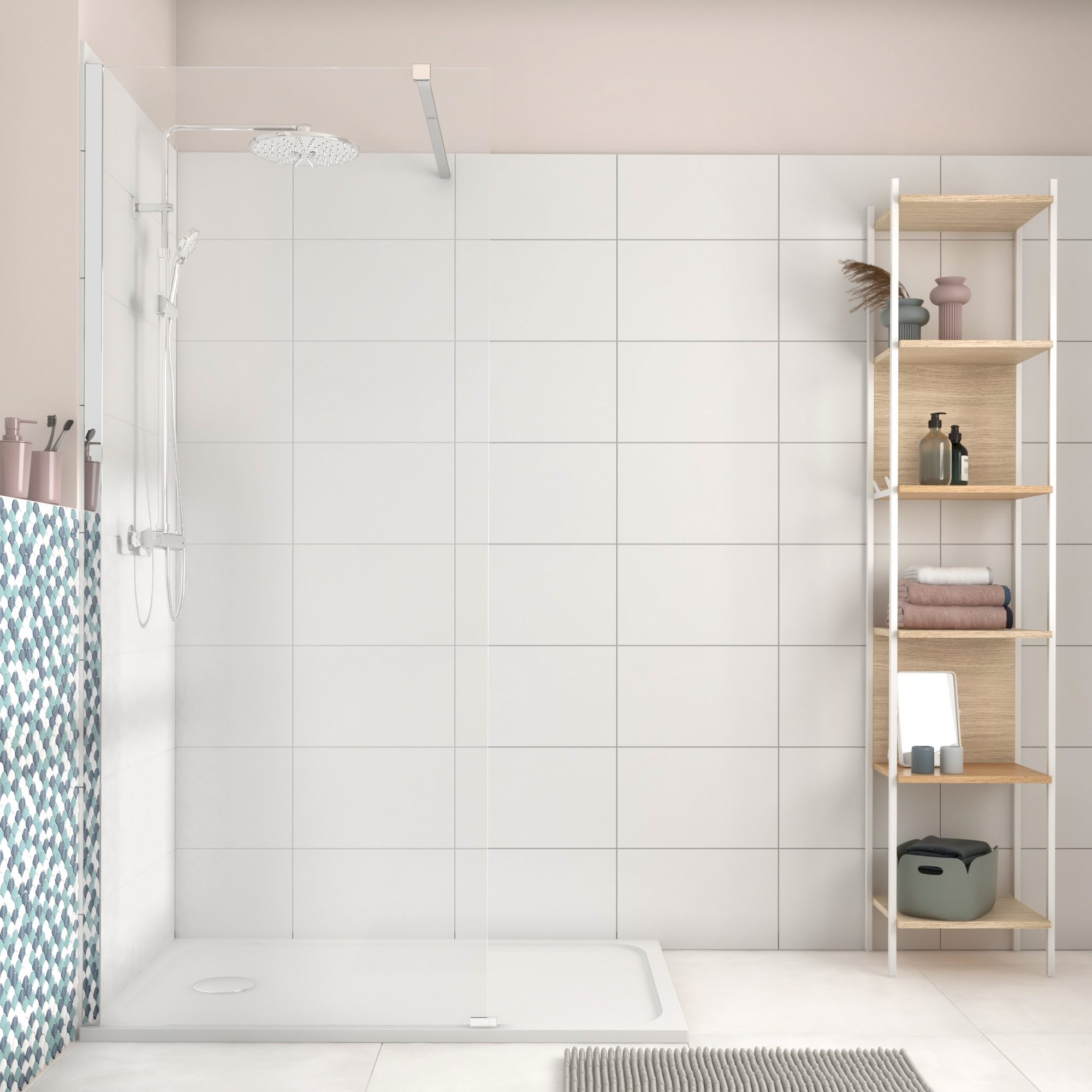 Kabina Walk-in Remix 80x200 transparentna profil chromowany Sensea - 9