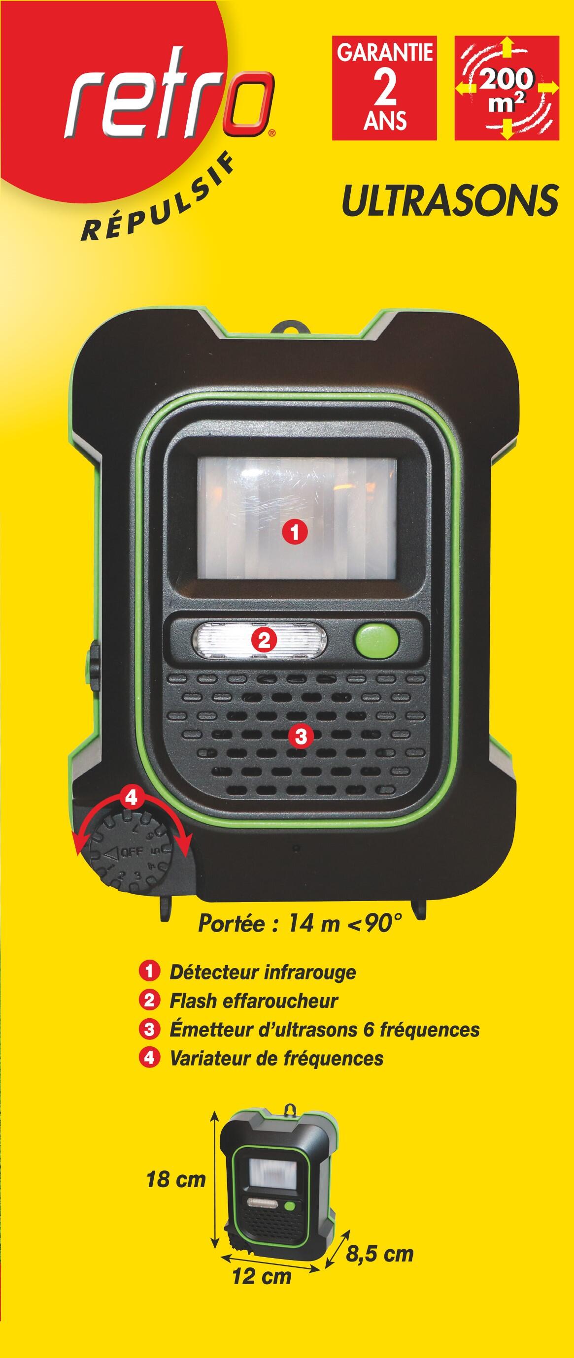 Répulsif ultrasons à piles antichien, chat, renards, lapins, fouines et Hérons - 3