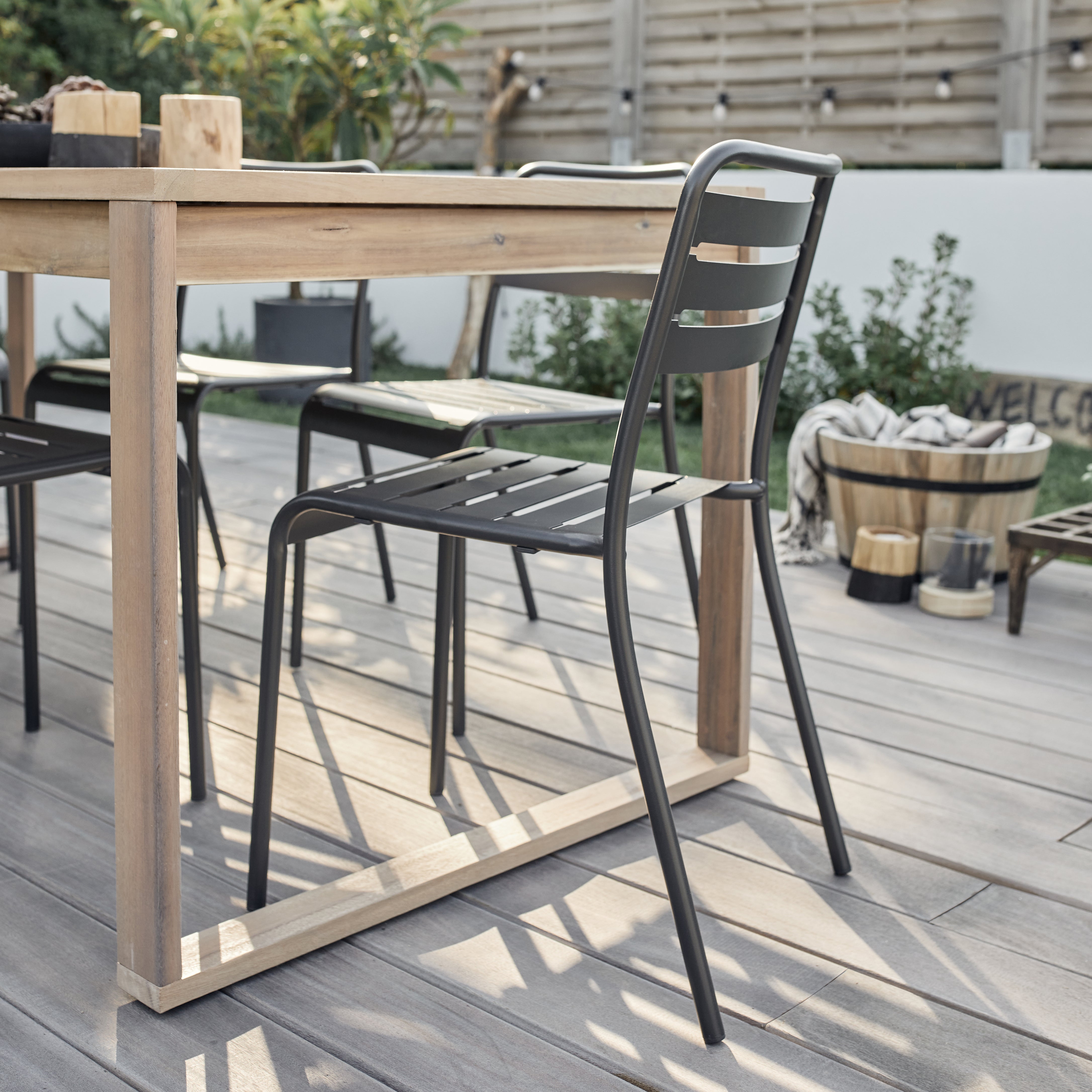 Sedia da giardino in acciaio antracite Cafe, seduta in acciaio grigio - 4