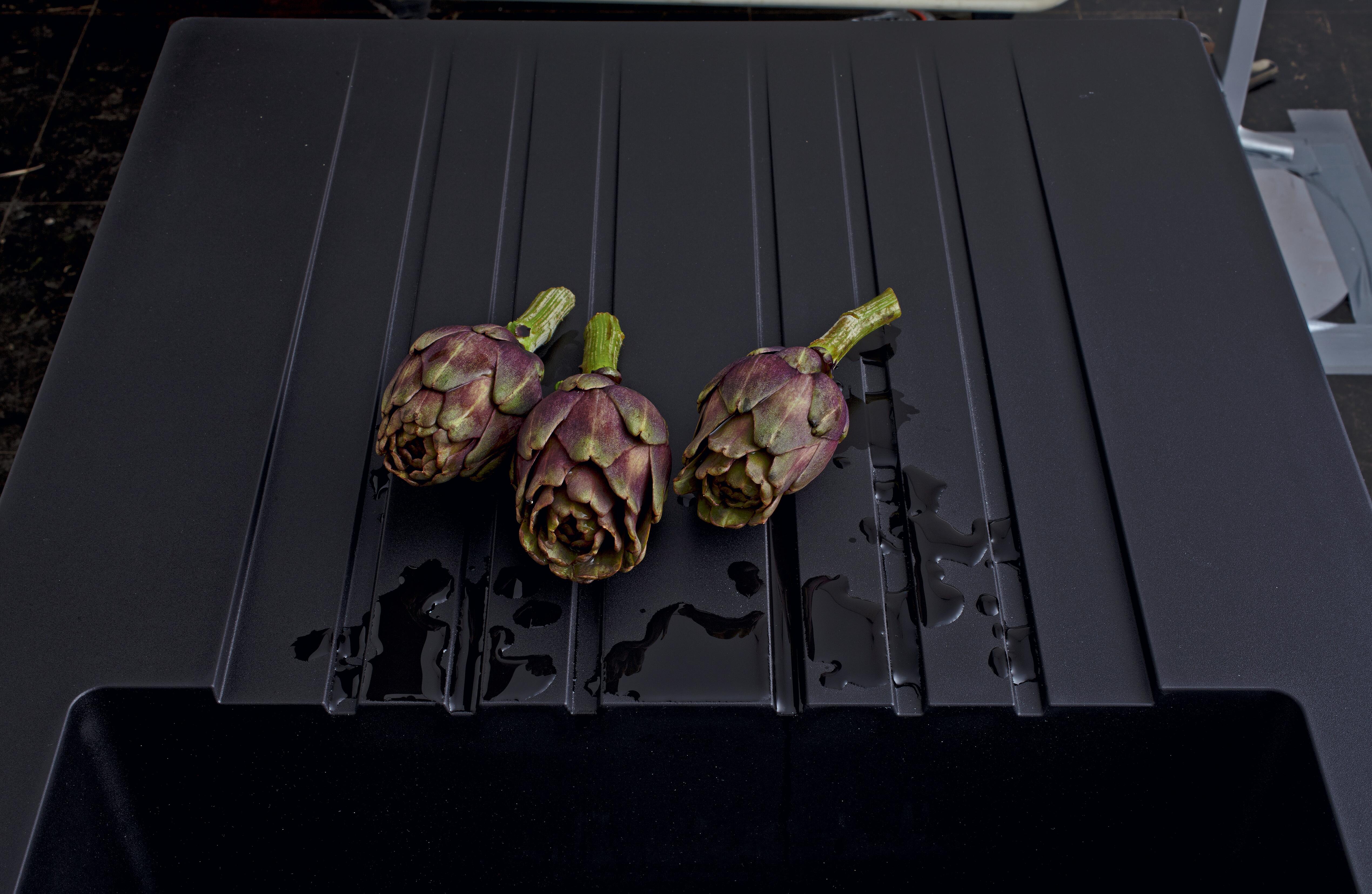 Evier à encastrer 1 bac avec égouttoir, résine, SOLO Noir - 9