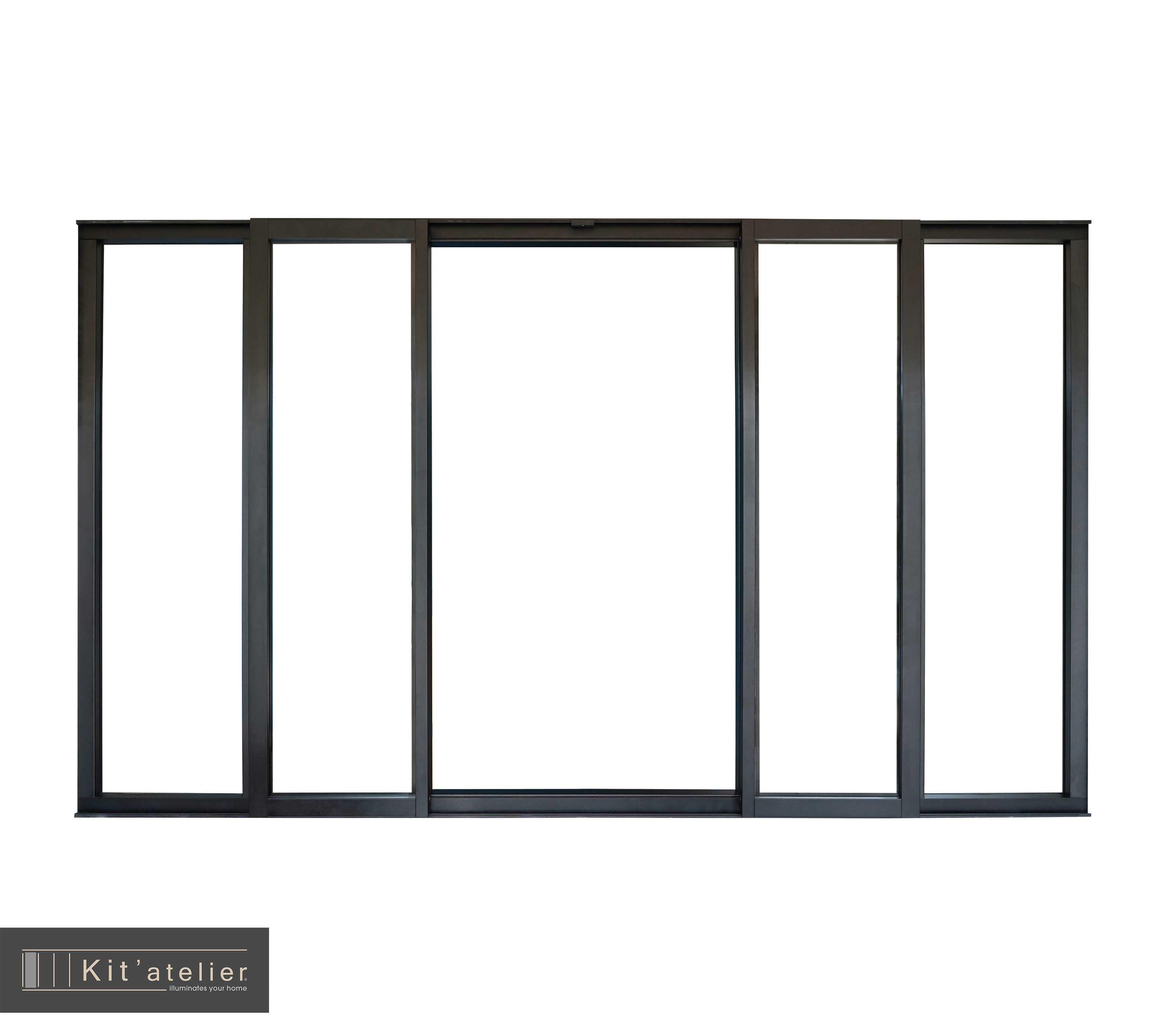 Verrière coulissante en aluminium noir sablé 6 carreaux, H.108 x l.183.2 cm - 9