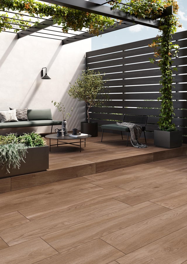 Lot 2 dalles grès cérame SIENA, brun, L.120 x l.30 cm x Ep.20 mm