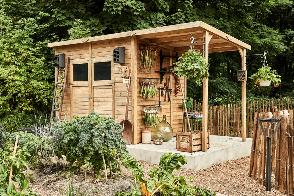 photo d'un abri de jardin dans un jardin responsable