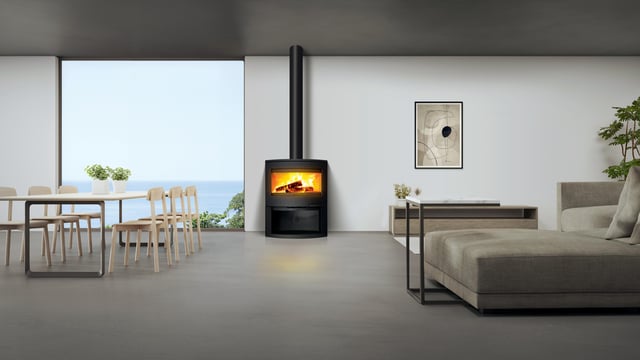 Poêle à bois INVICTA Calcias noir, 9 kW