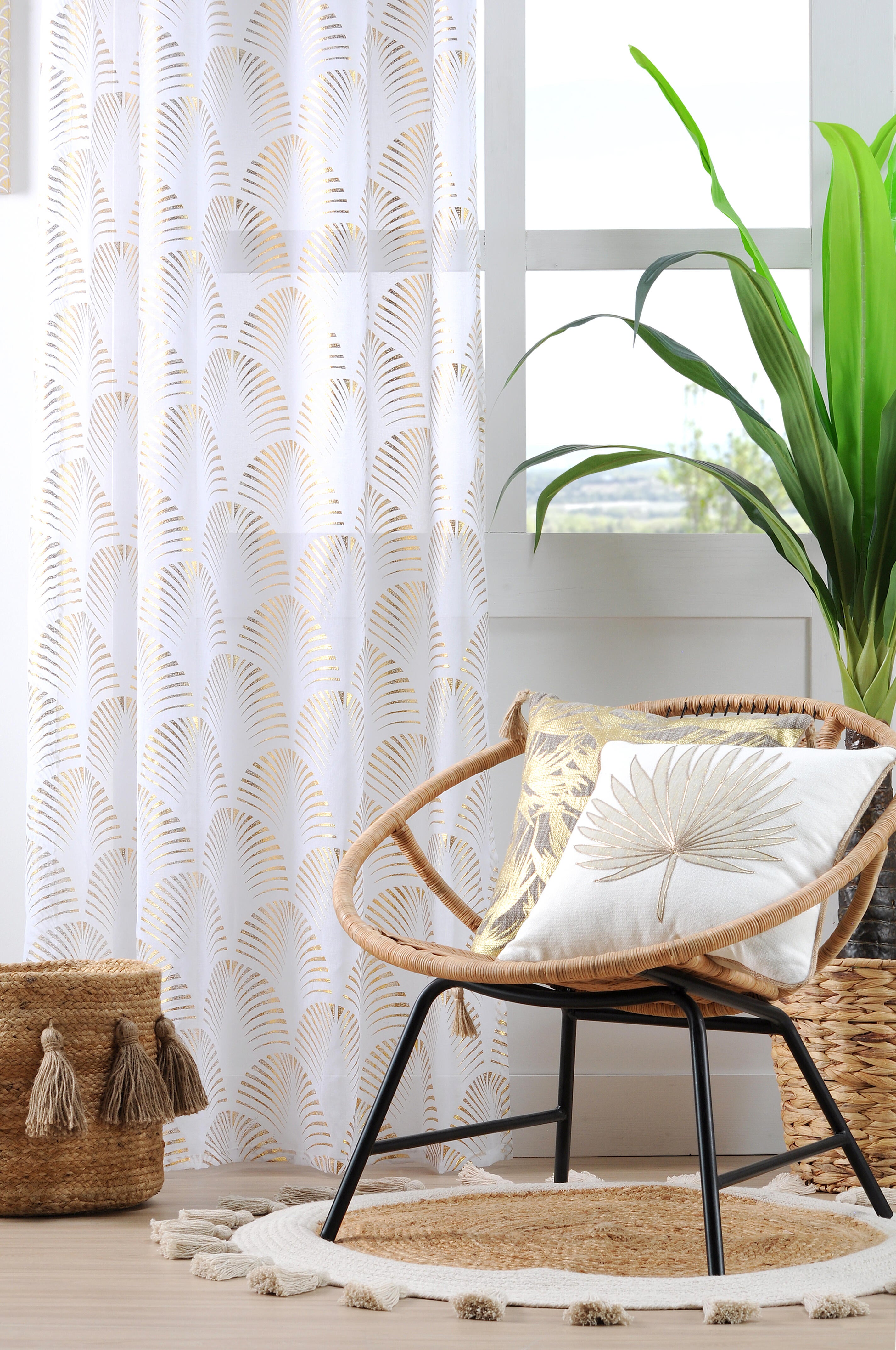 Voilage tamisant, Maldives, blanc / doré H.260 x l.140 cm - 2