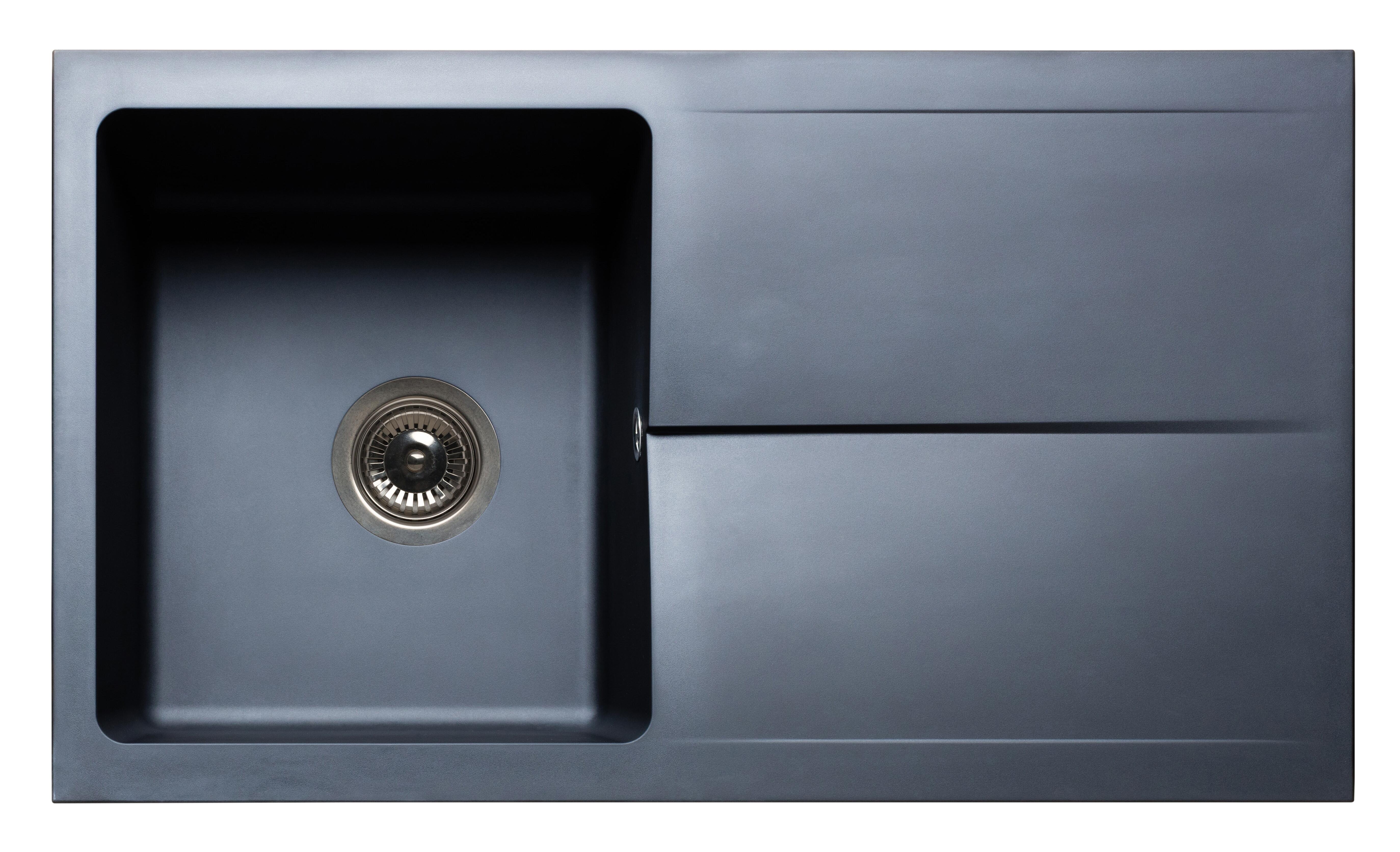 Evier à encastrer noir 1 cuve en résine - 