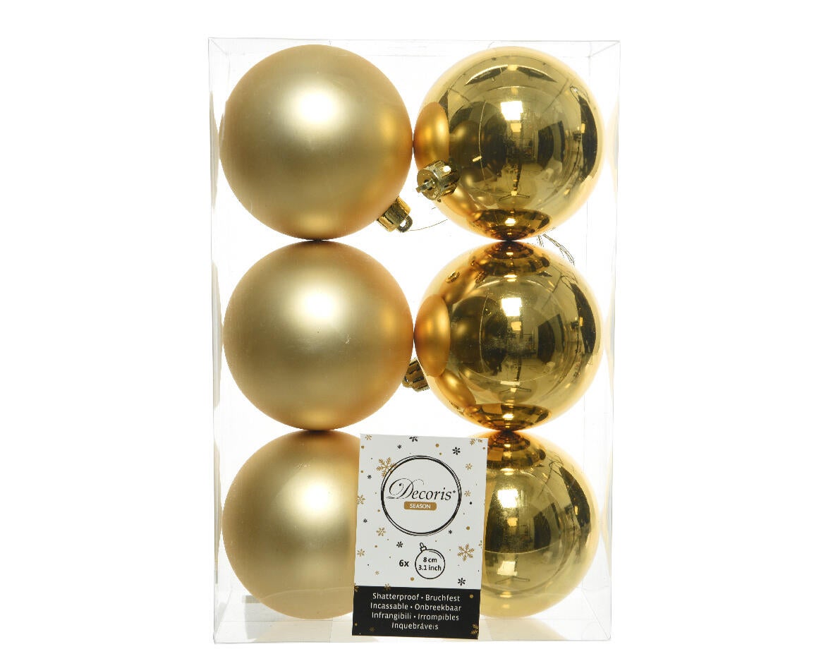 Conjunto de 6 bolas de natal ⌀8 cm dourado - 2