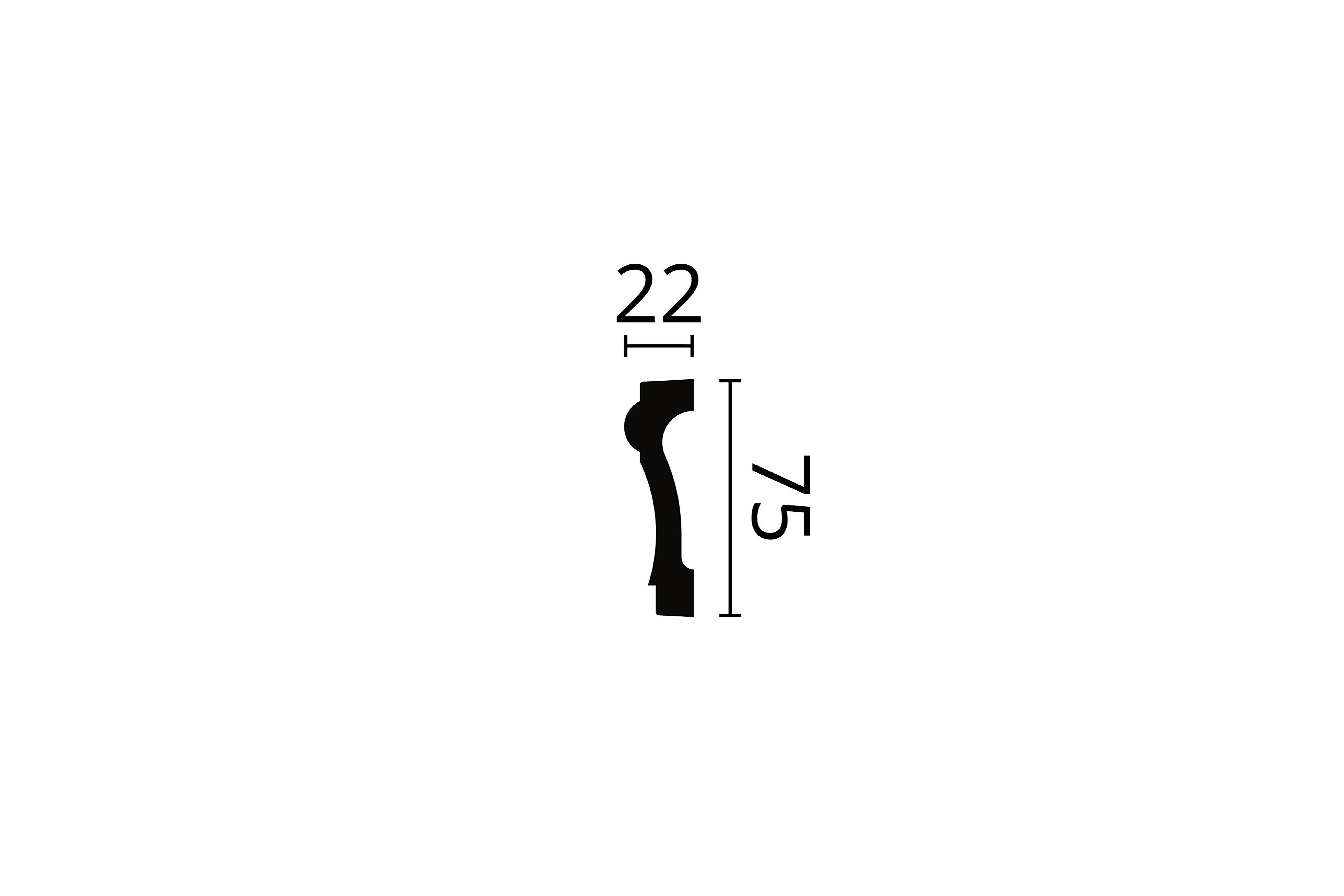 Cimaise en polymère haute densité CO3, 75 x 22 mm, 2 m - 3