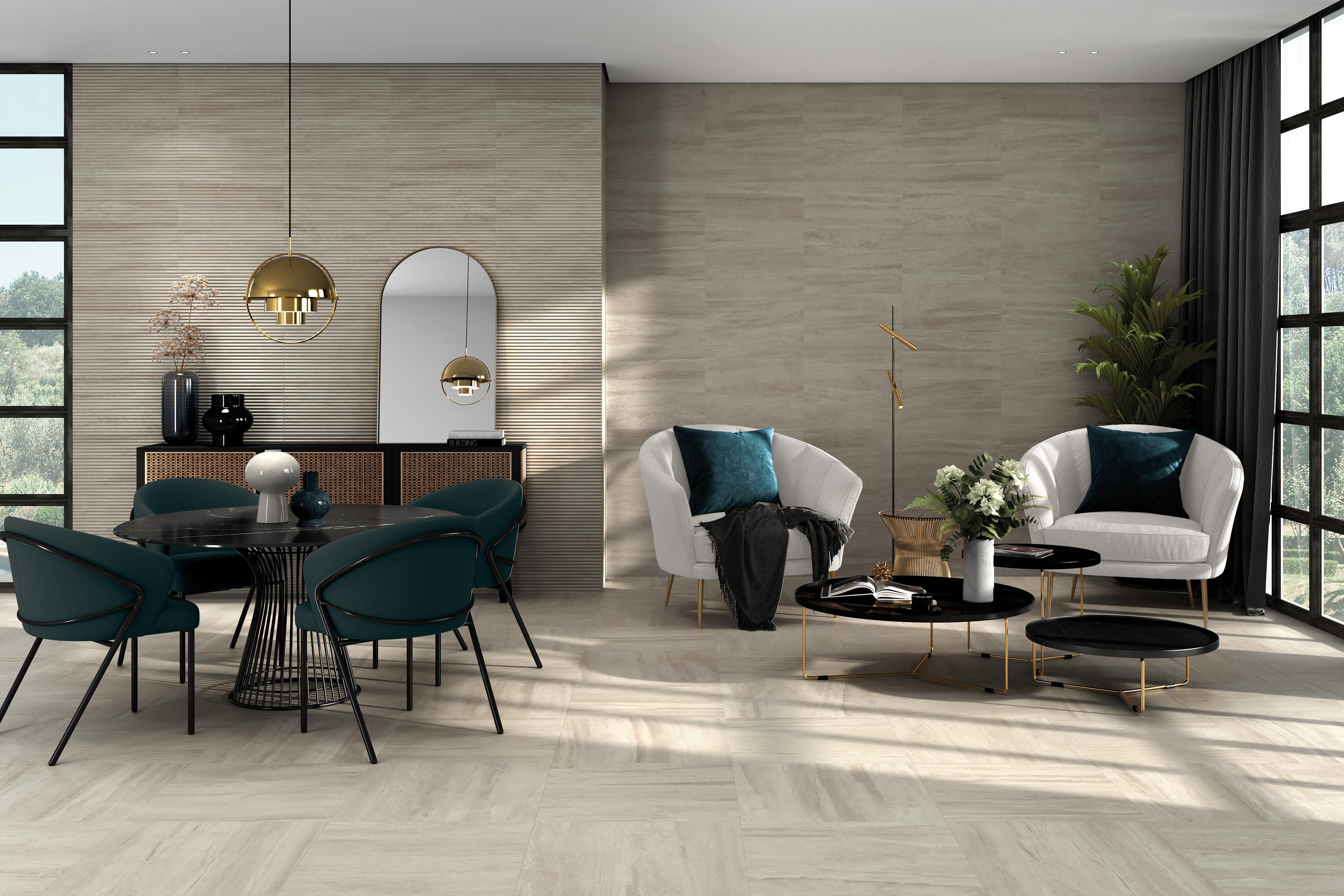 Carrelage mur intérieur / sol intérieur effet marbre beige Luxious l.60 x L.60 c - 5