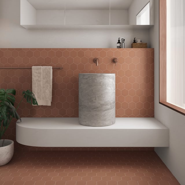 Carrelage mur intérieur / sol intérieur effet terre cuite terra Bloom hexagone l