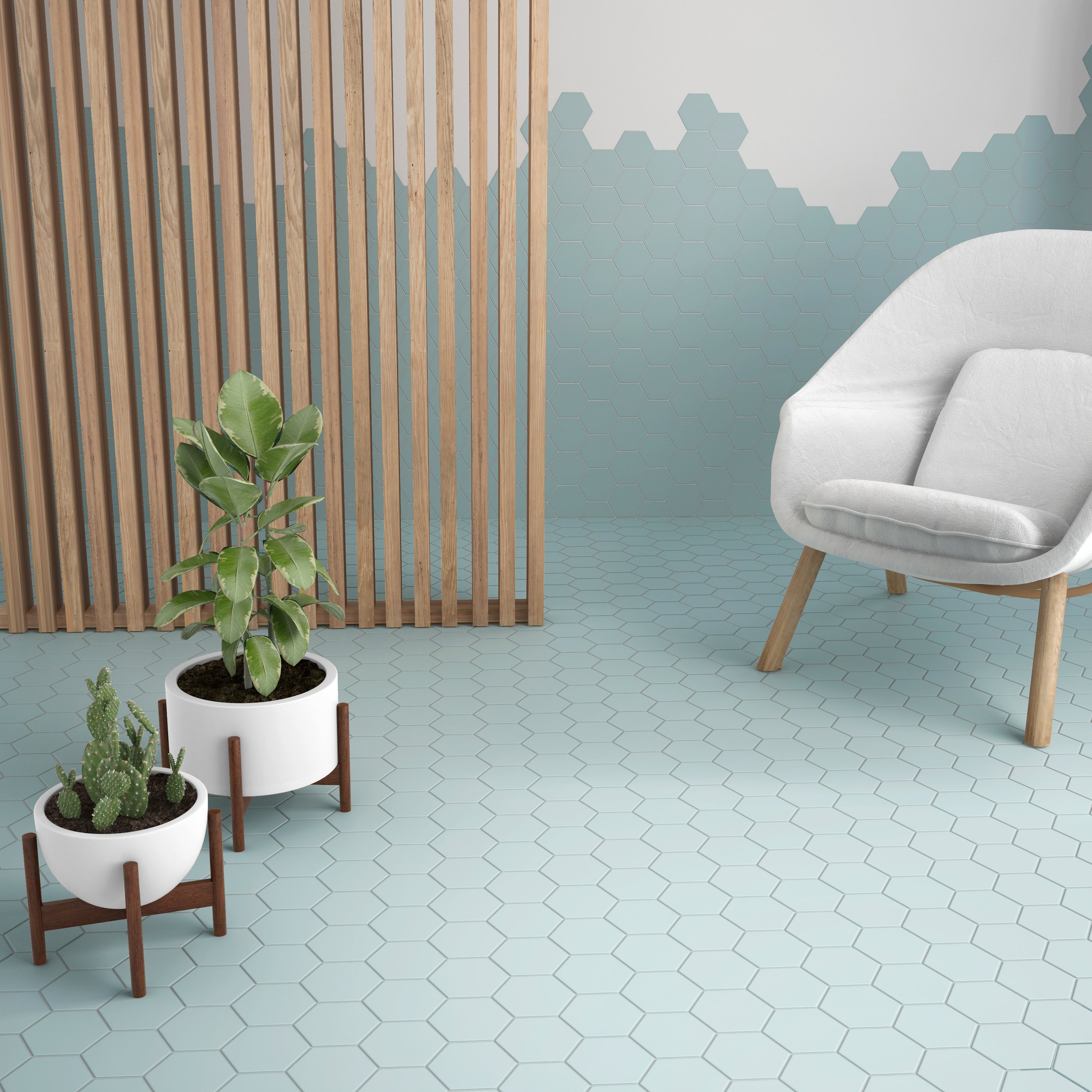 Carrelage sol intérieur effet béton bleu Bloom hexagone l.7.5 x L.10.1 ...