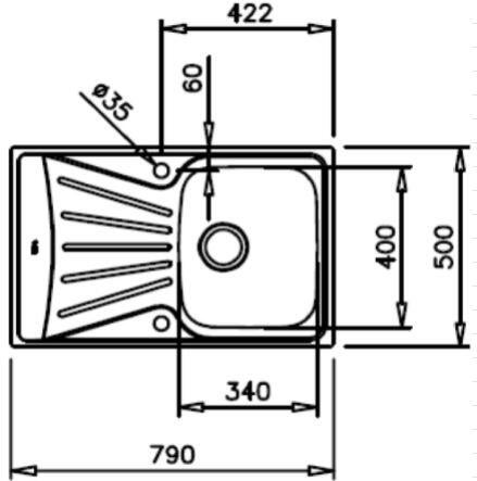 Evier à encastrer 1 bac avec égouttoir, Inox lisse, ETOILE Gris - 7