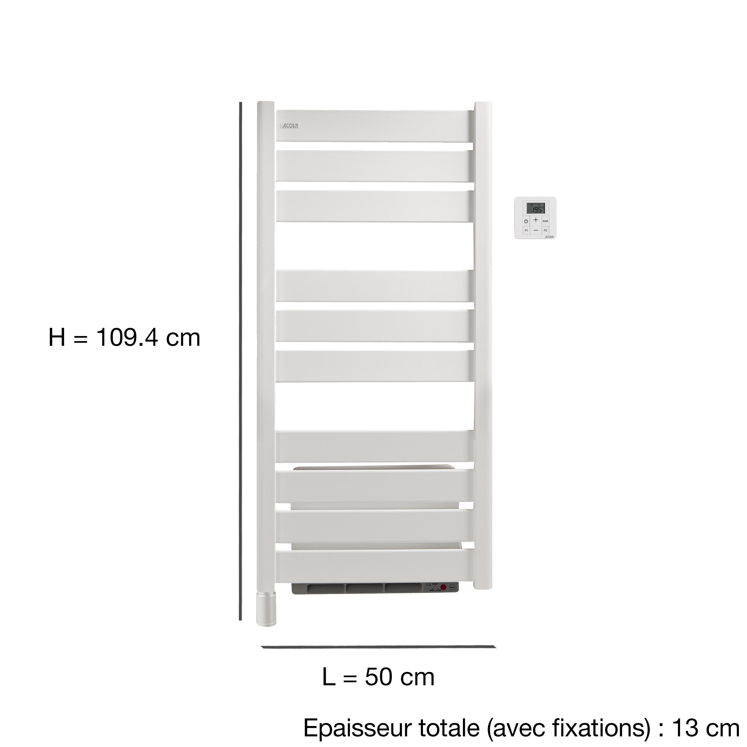 Sèche-serviettes électrique avec soufflerie ACOVA Madras air 500 + 1000W - 4
