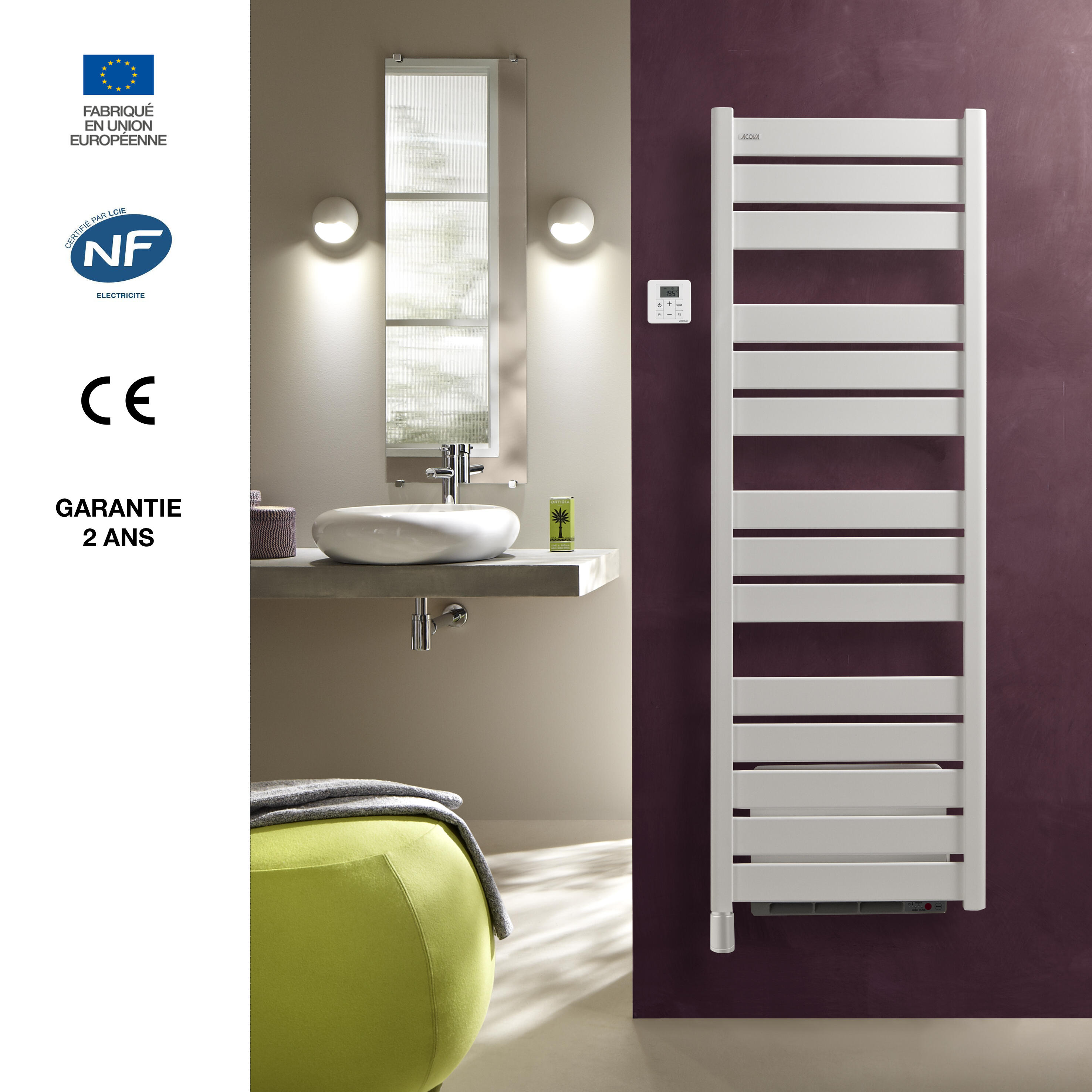 Sèche-serviettes électrique avec soufflerie ACOVA Madras air 750+1000W - 6