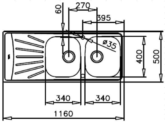Evier à encastrer 2 bacs avec égouttoir, Inox lisse, ETOILE Gris - 2