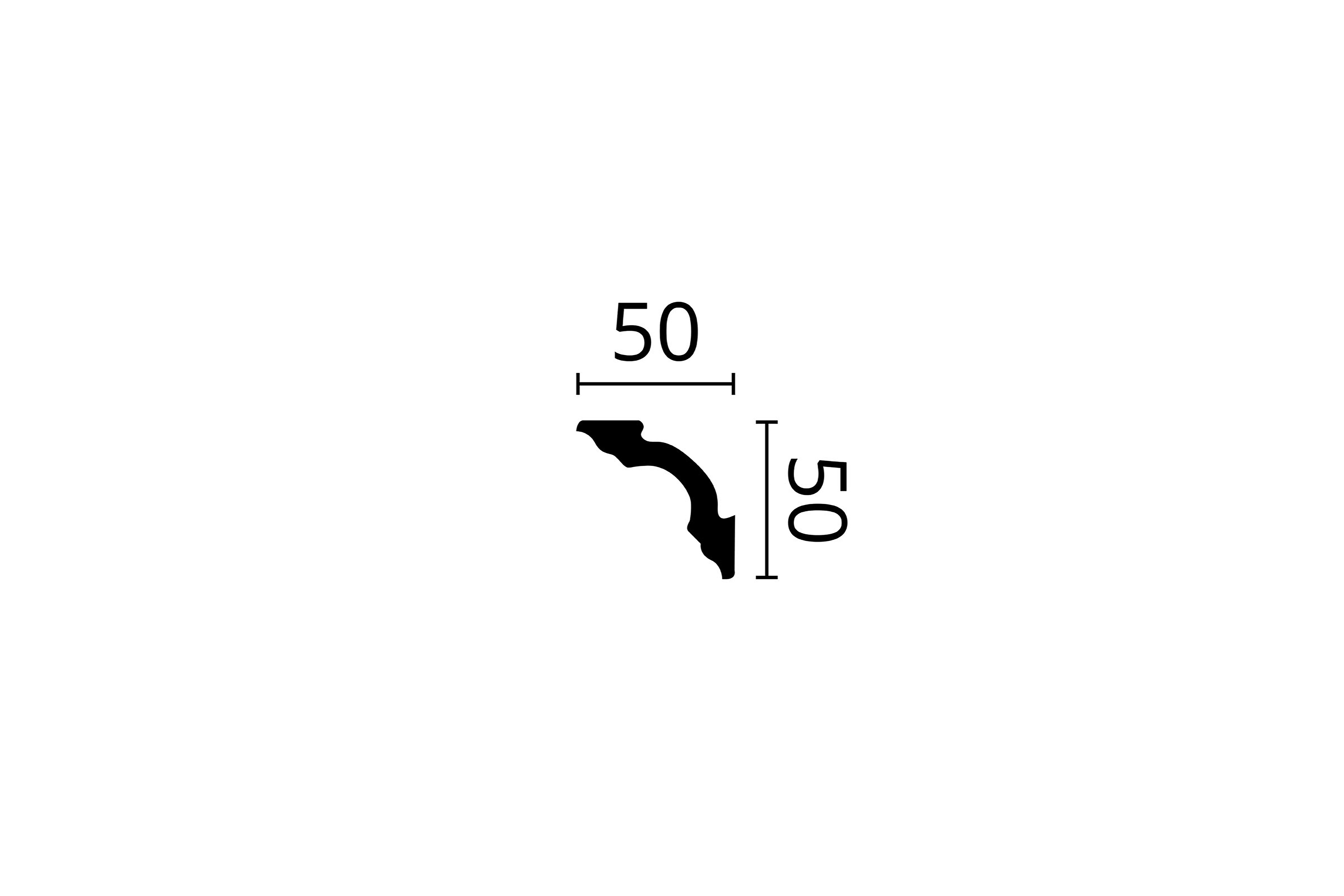 Lot de 2 moulures en polymère extrudé D8, 50 x 50 mm, 2 m - 3